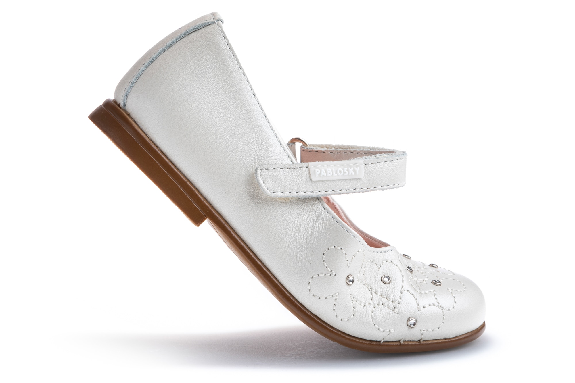 Sapatos de Presilha Infantil de Pele com Velcro Pablosky Bege-2