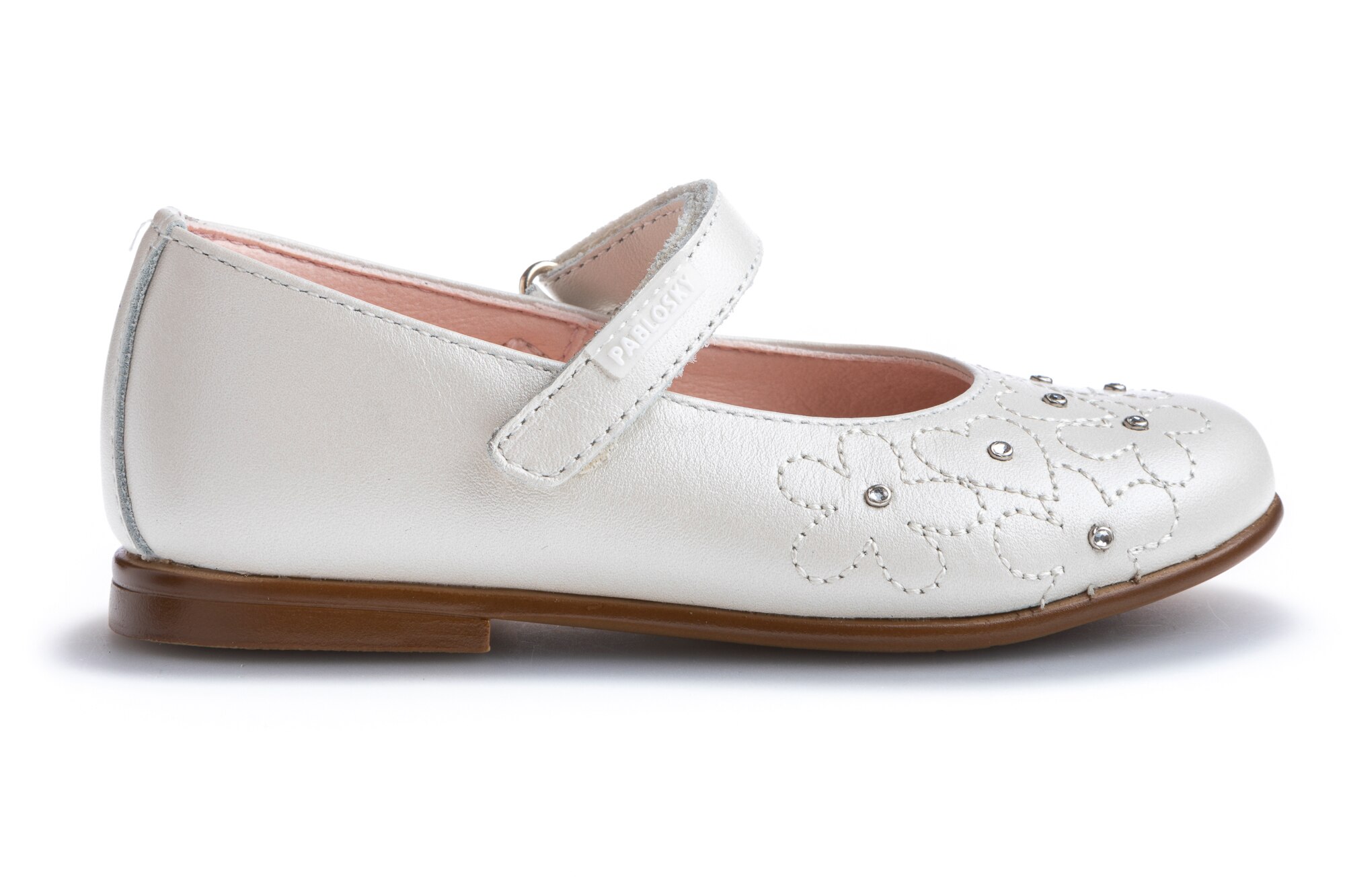 Sapatos de Presilha Infantil de Pele com Velcro Pablosky Bege-6