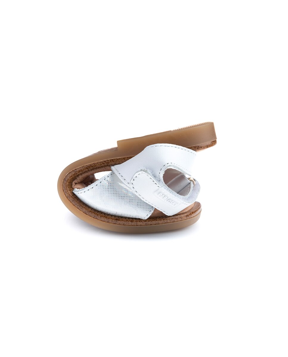 Sandálias Infantil de Pele com Velcro Pablosky Branco-2