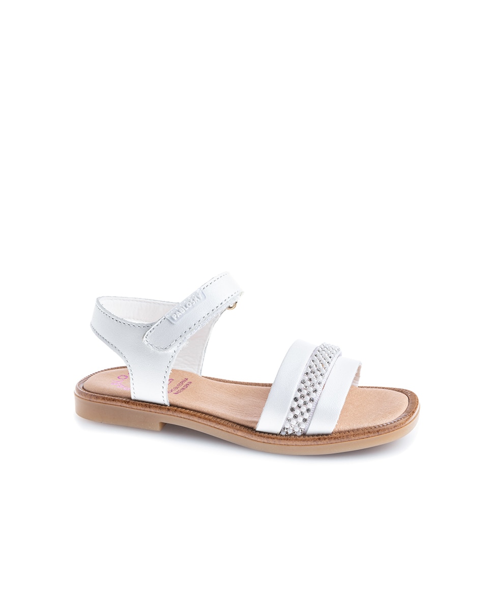 Sandálias Brancas de Pele com Velcro Pablosky Branco-1
