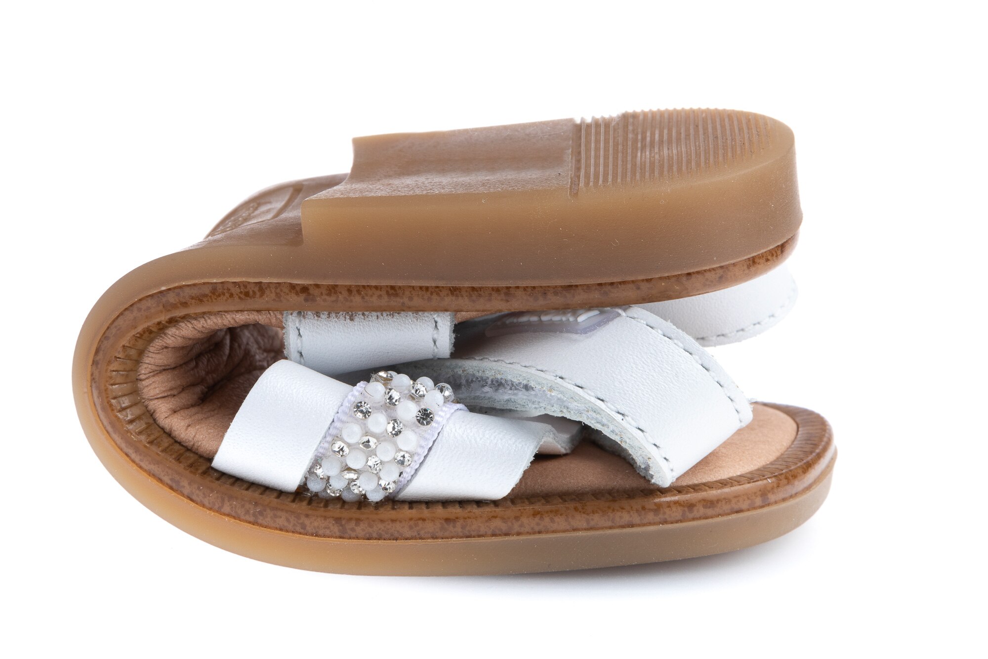 Sandálias Brancas de Pele com Velcro Pablosky Branco-3