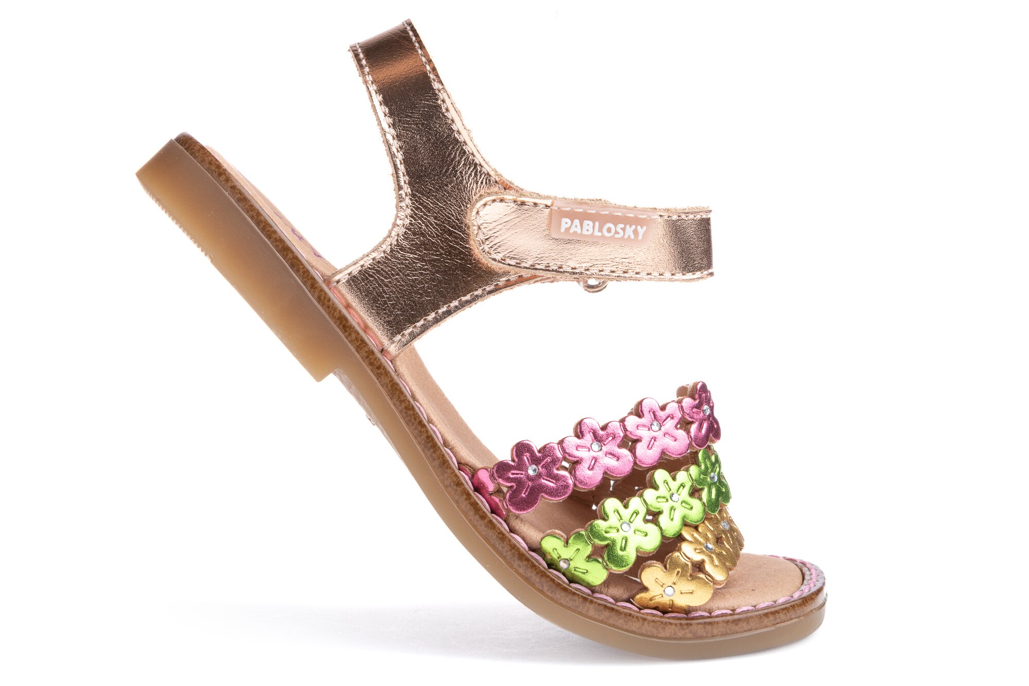 Sandálias Infantil de Pele com Velcro Ouro-2