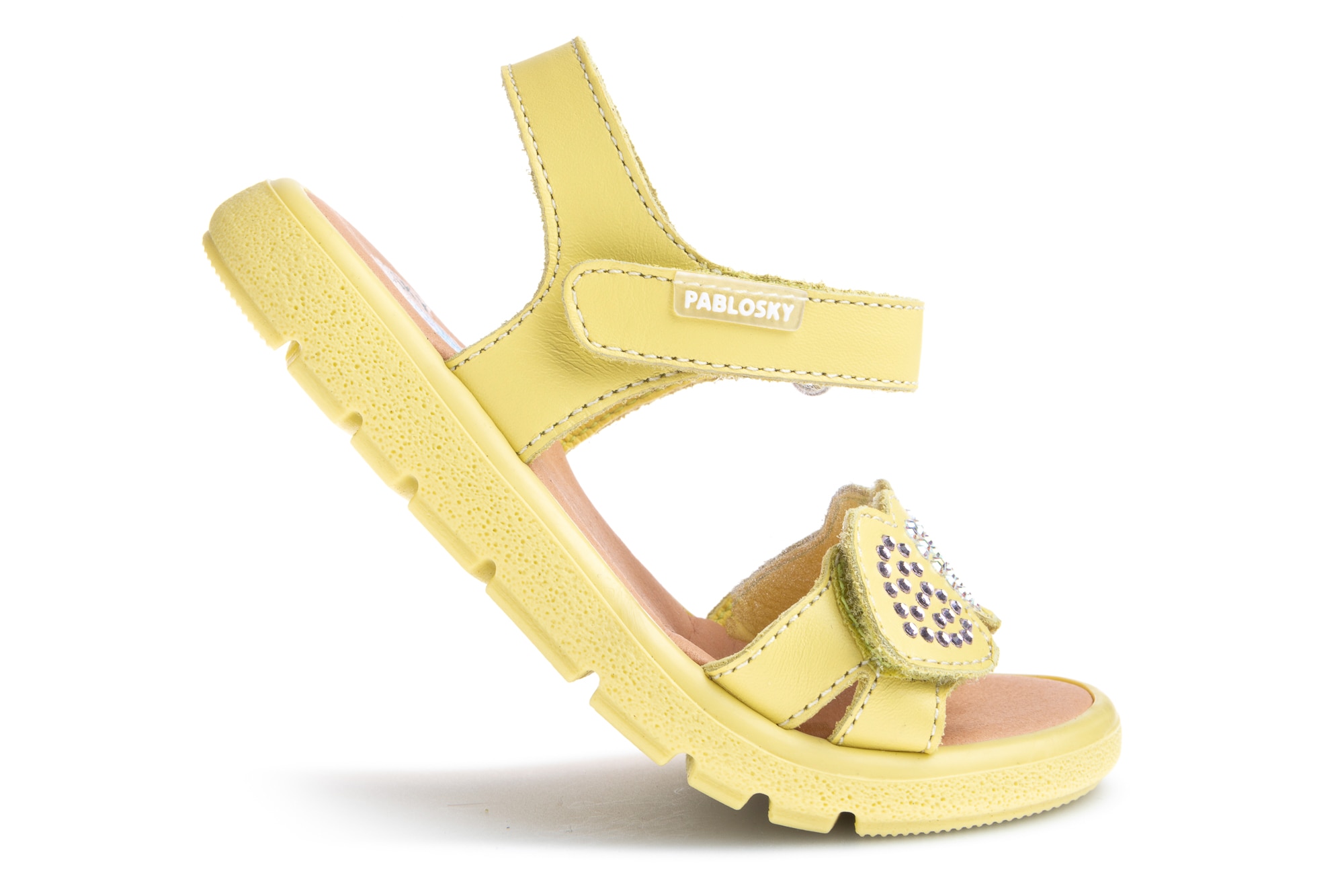 Sandálias Infantil de Pele com Velcro Amarelo-2