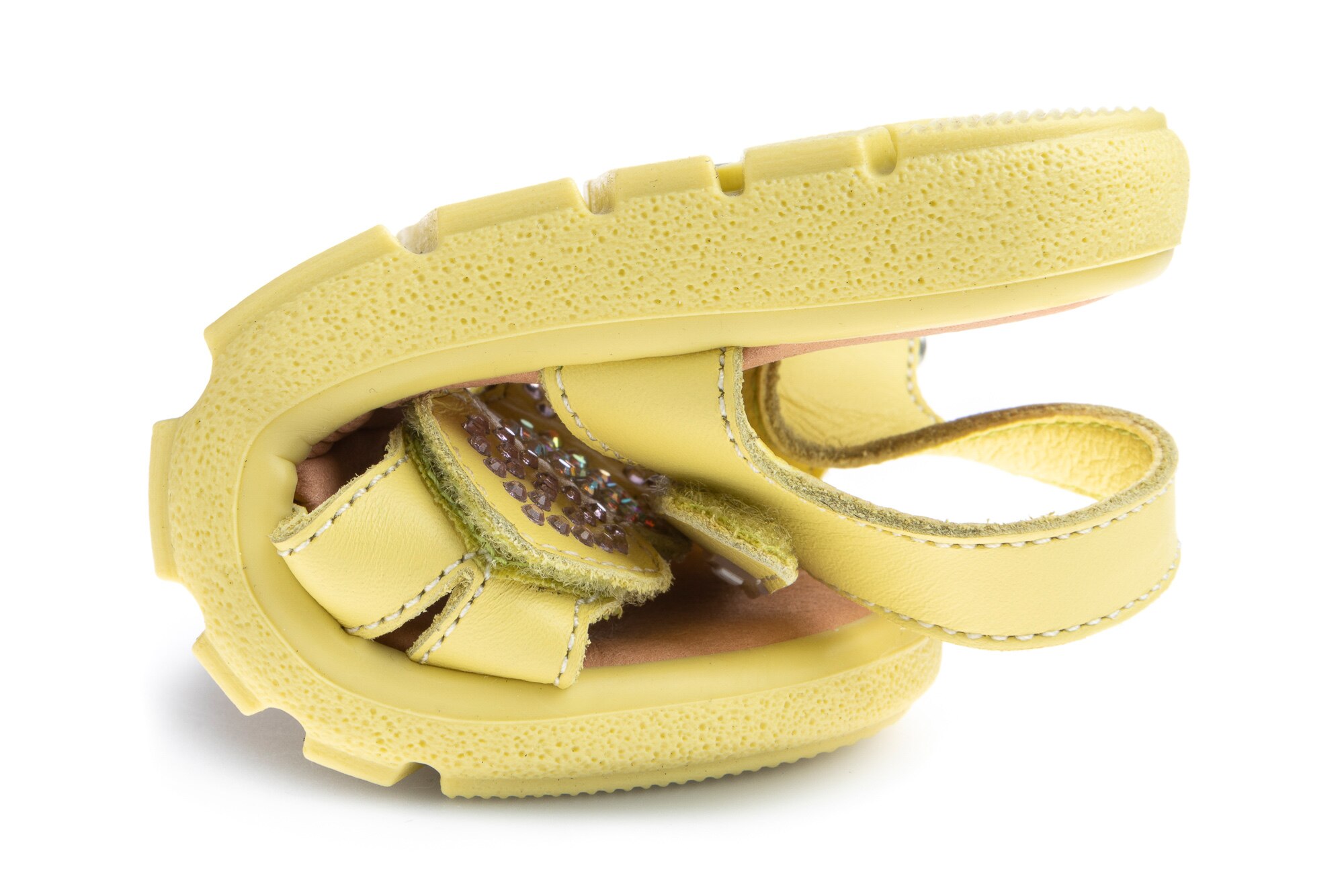 Sandálias Infantil de Pele com Velcro Amarelo-3
