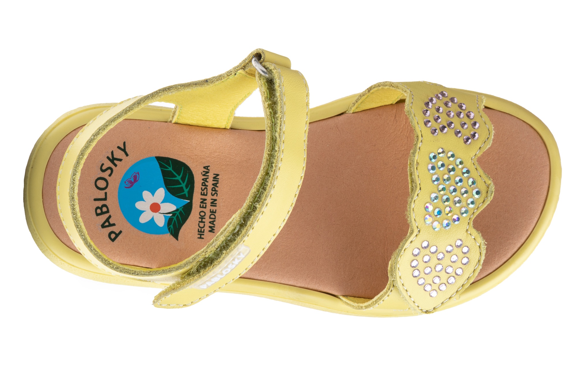 Sandálias Infantil de Pele com Velcro Pablosky Amarelo-4
