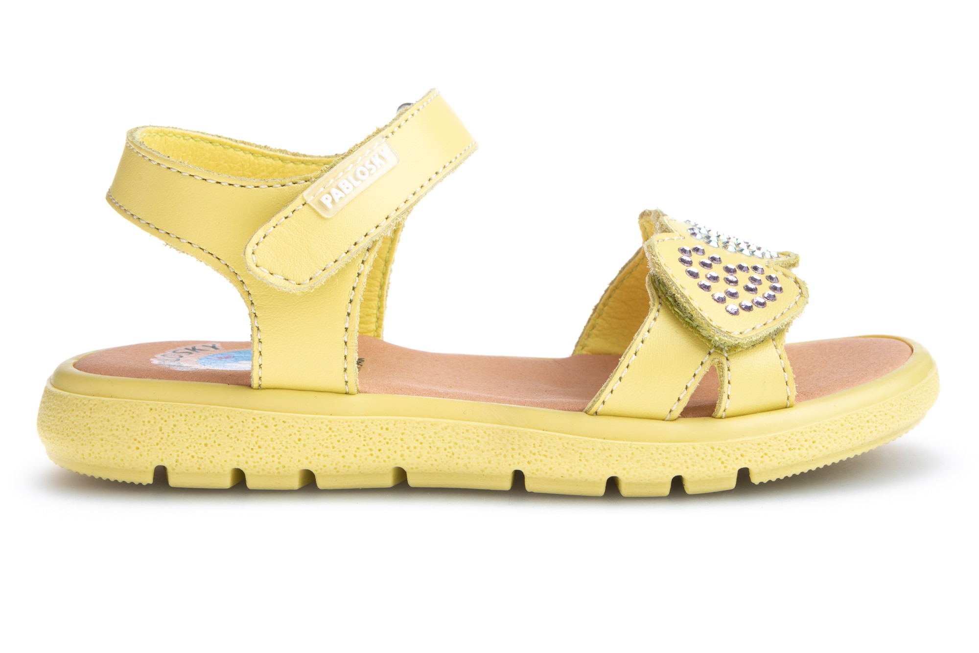 Sandálias Infantil de Pele com Velcro Pablosky Amarelo-6