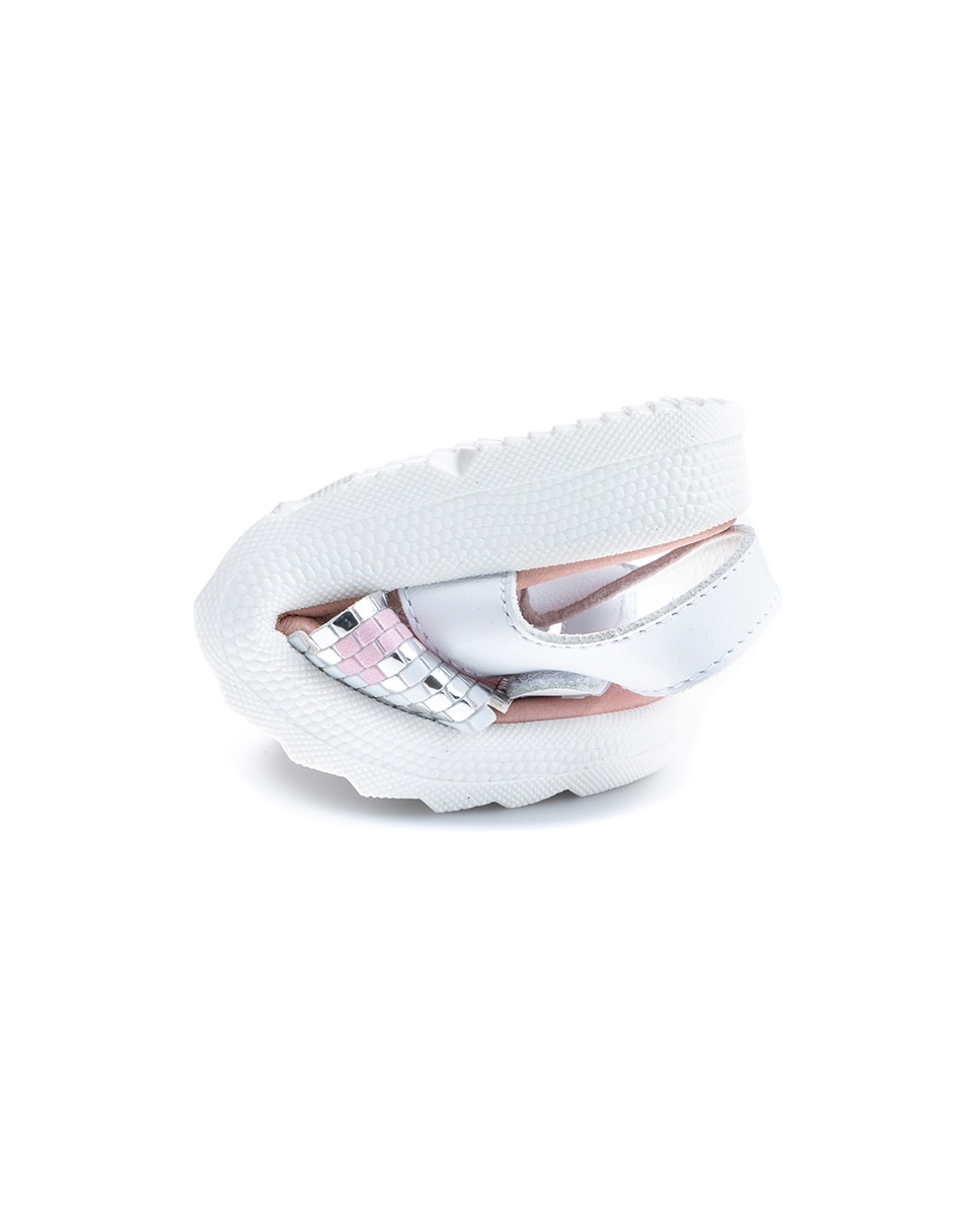 Sandálias Infantil de Pele com Velcro Branco-2