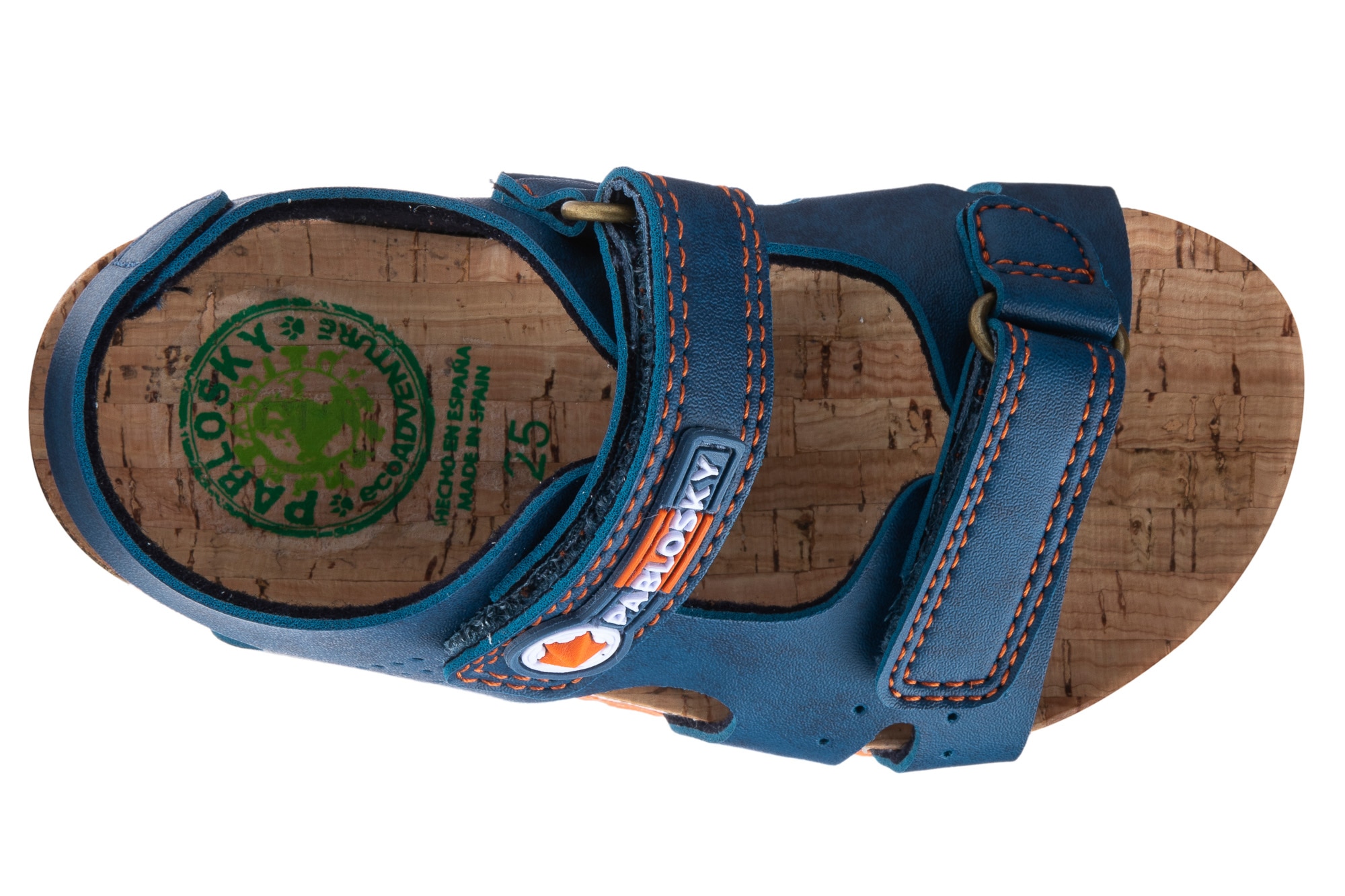 Sandálias em Azul de Materiais Reciclados com Velcro Pablosky Azul-marinho / Laranja-4