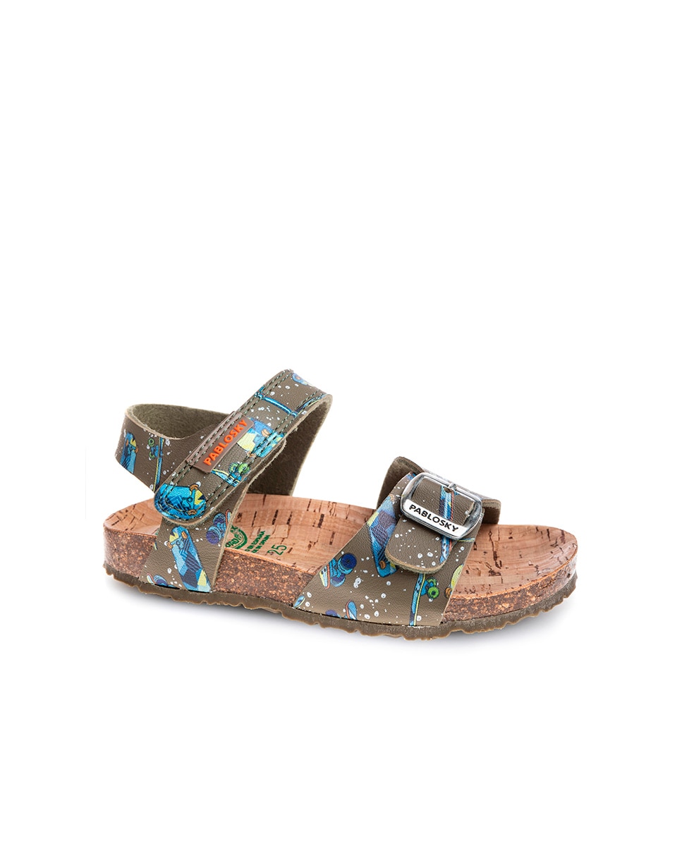 Sandálias Infantil de Materiais Reciclados com Velcro Pablosky Castanho-1