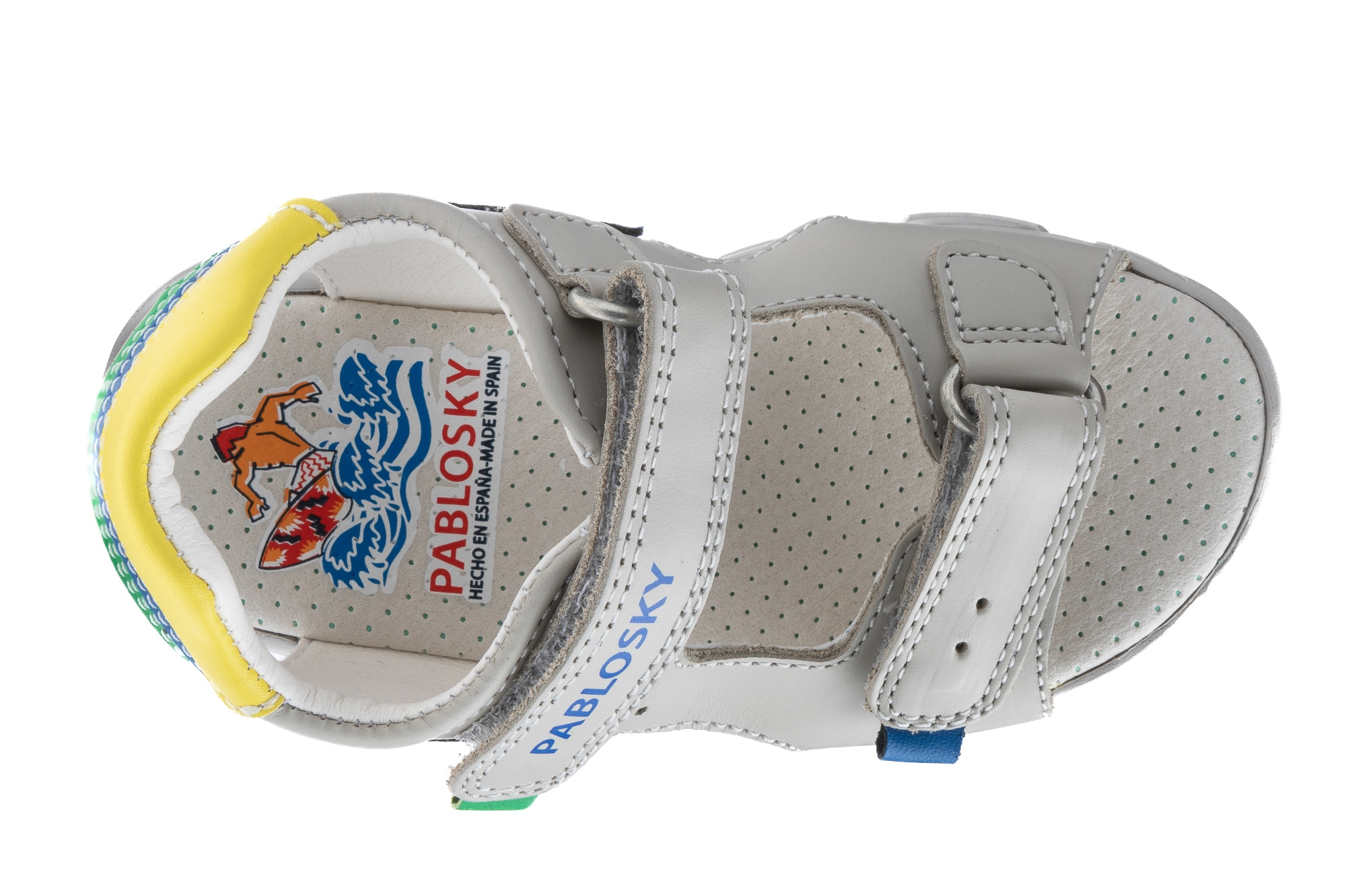 Sandálias Infantil de Pele com Velcro Pablosky Cinzento-4