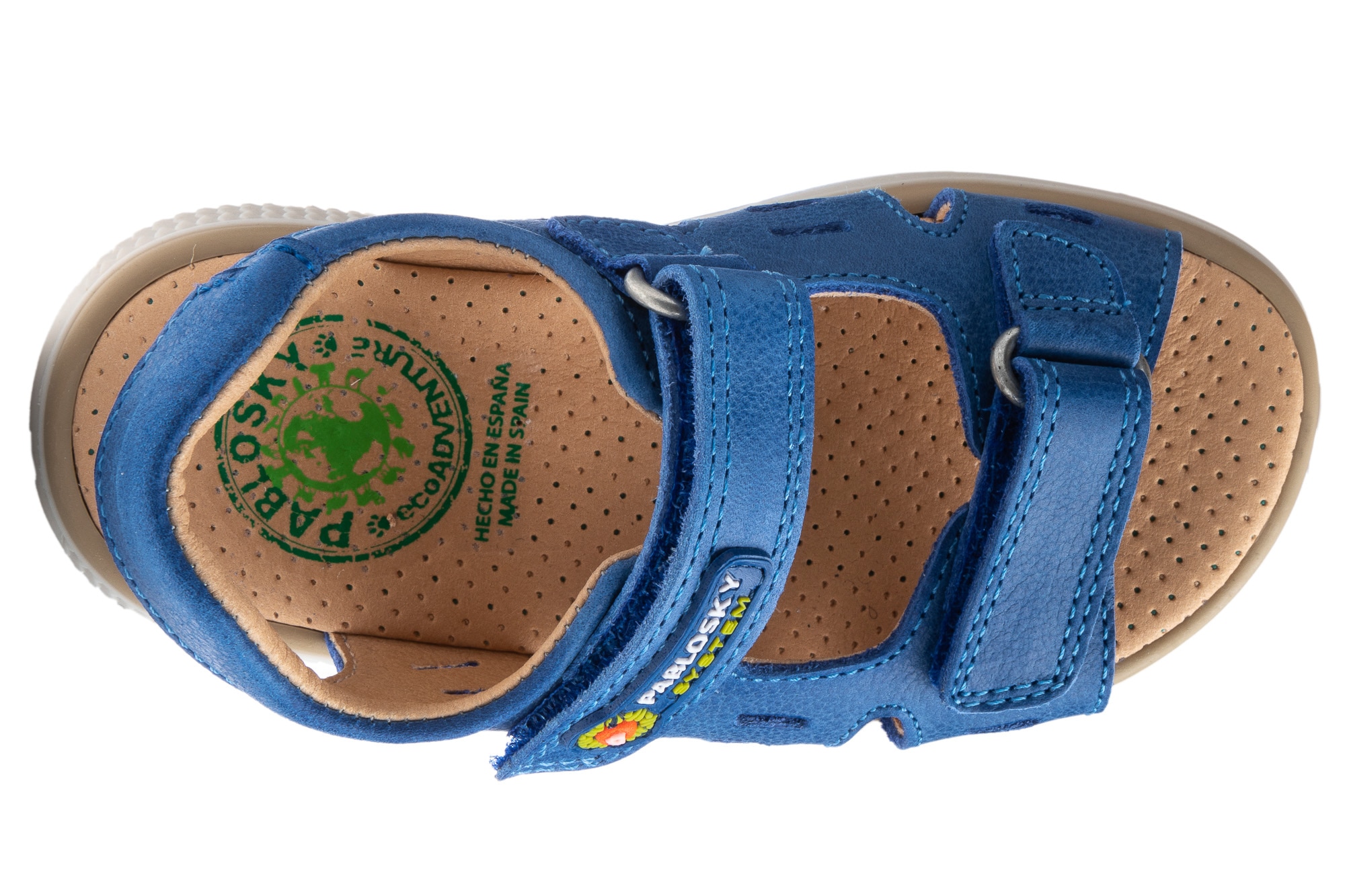 Sandálias Infantil de Pele com Velcro Pablosky Azul-4