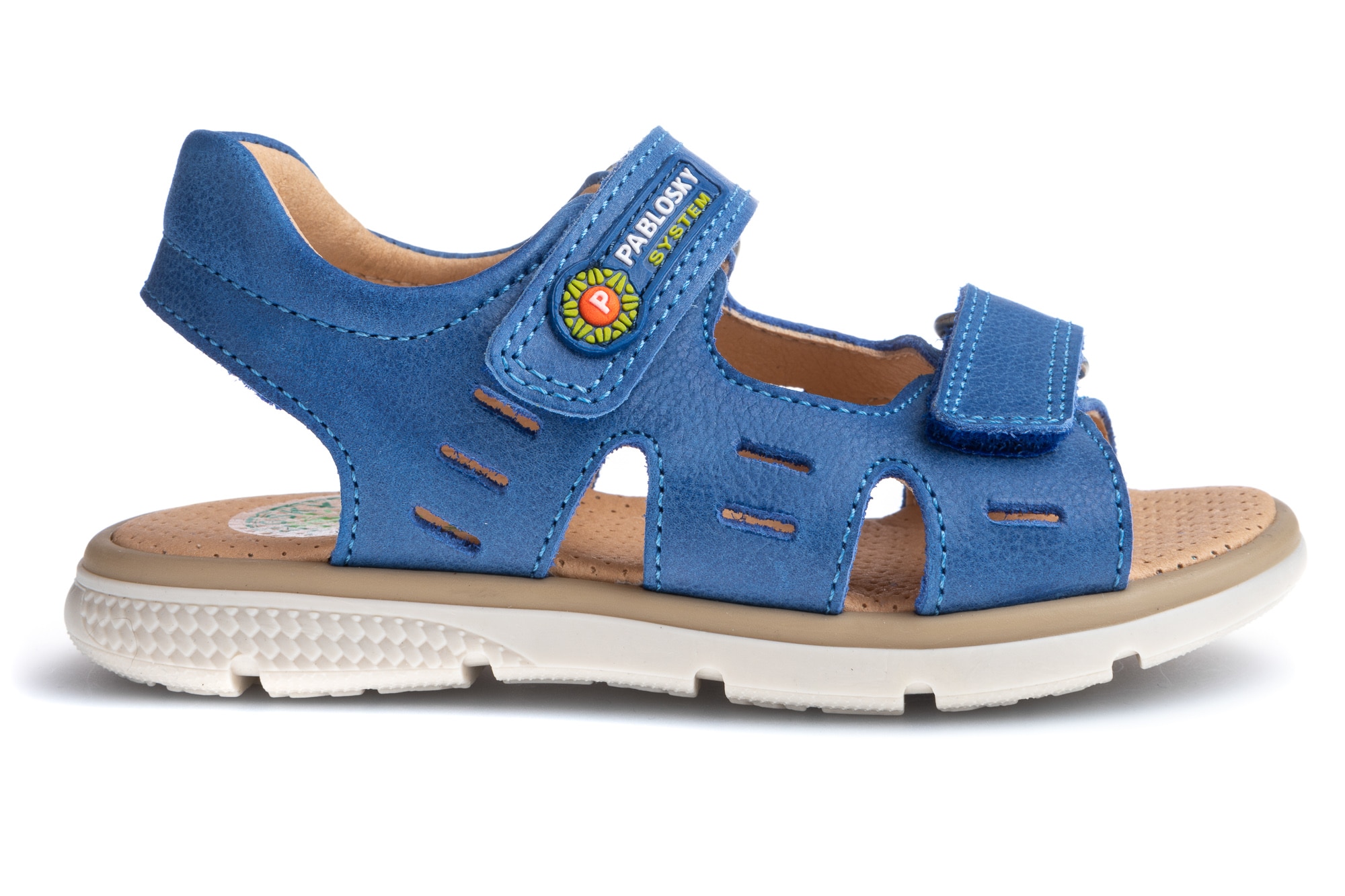 Sandálias Infantil de Pele com Velcro Pablosky Azul-6