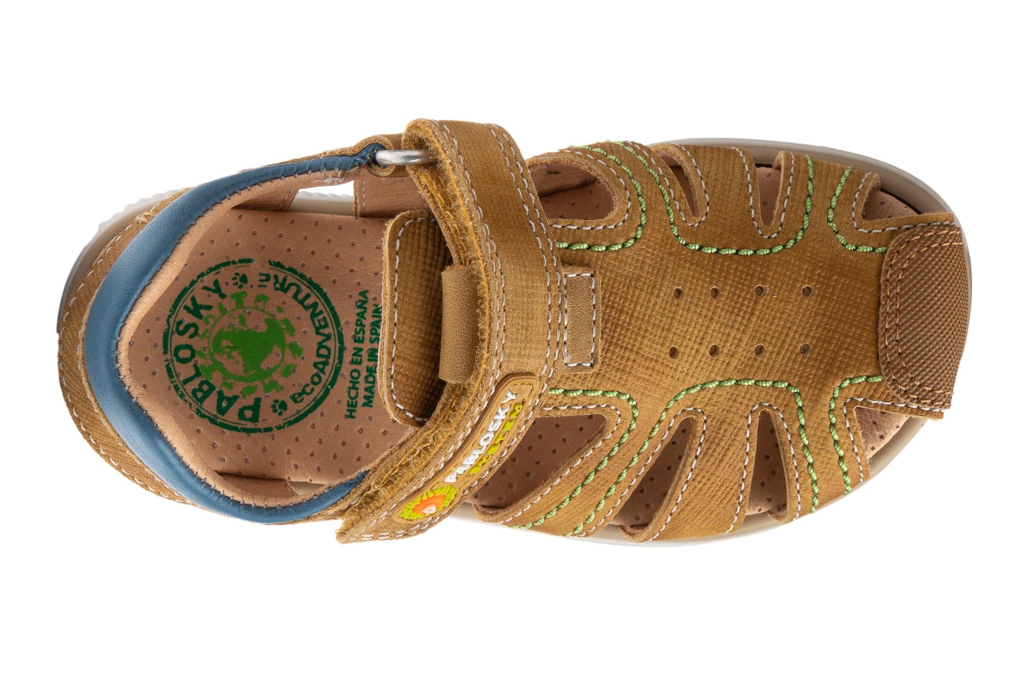 Sandálias Infantil de Pele com Velcro Pablosky Amarelo-4