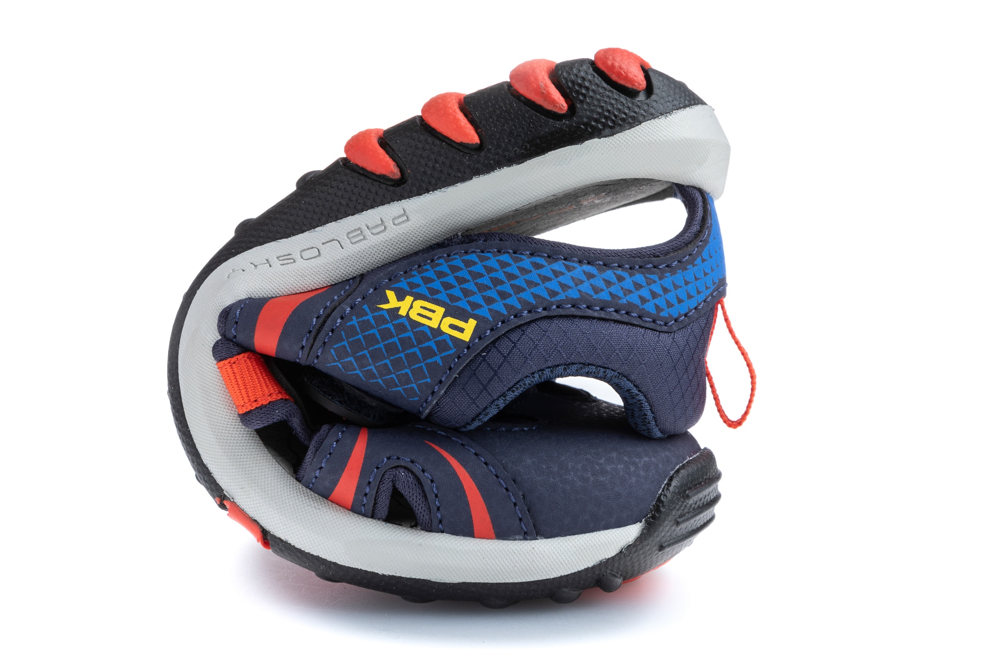 Sandálias Infantil com Velcro Azul-marinho / Laranja-3