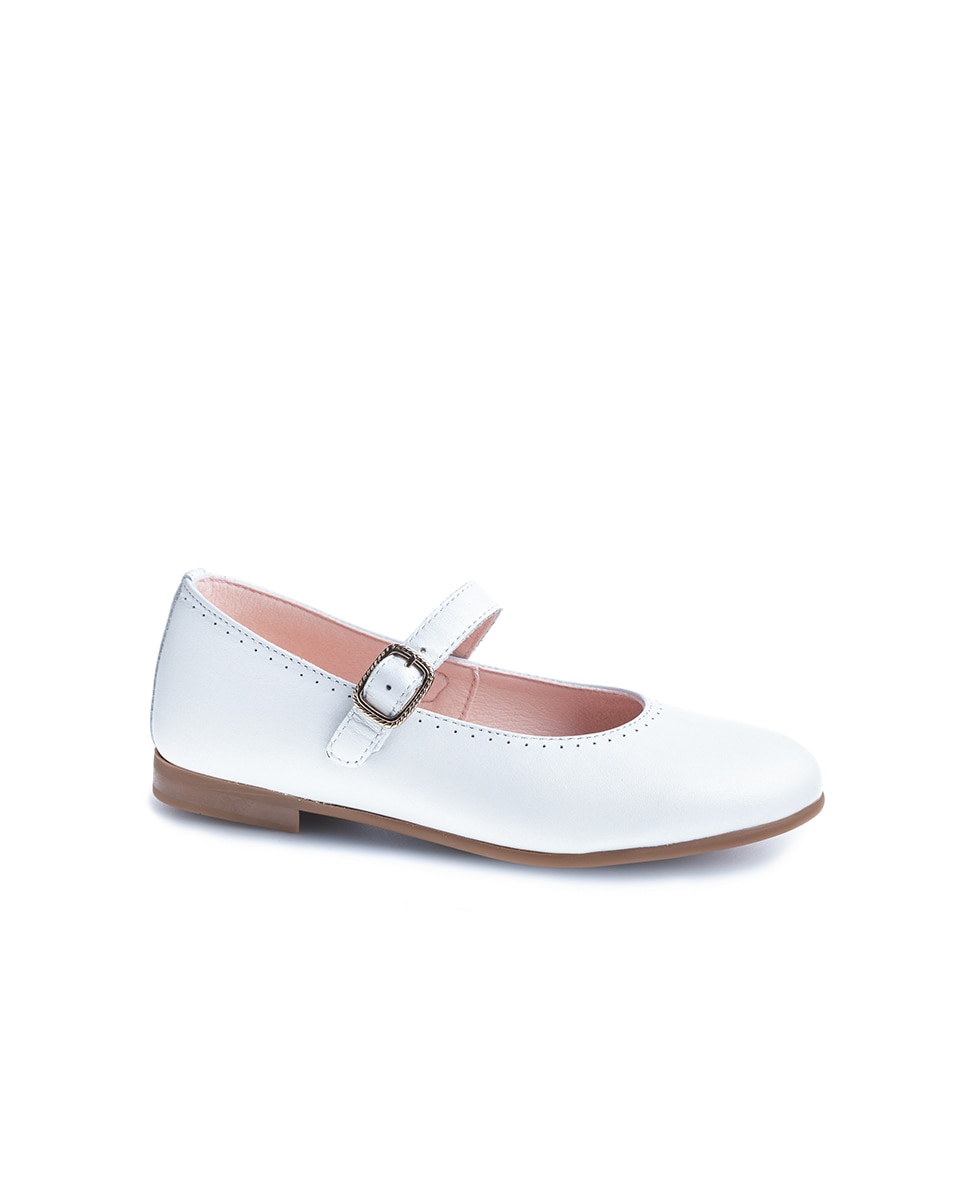 Merceditas de Pele com Fivela Pablosky Branco-1