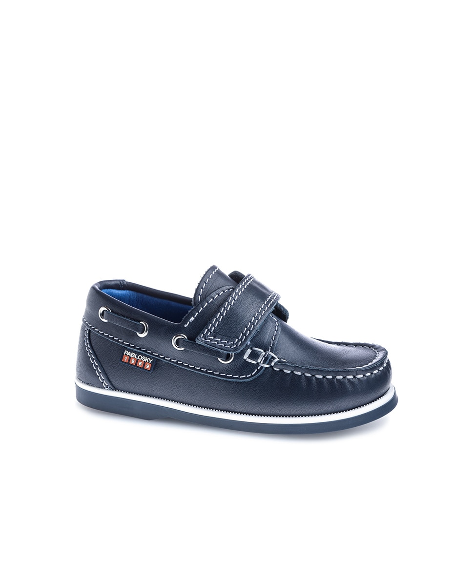 Náuticos Infantil de Pele com Velcro Pablosky Azul-marinho-1