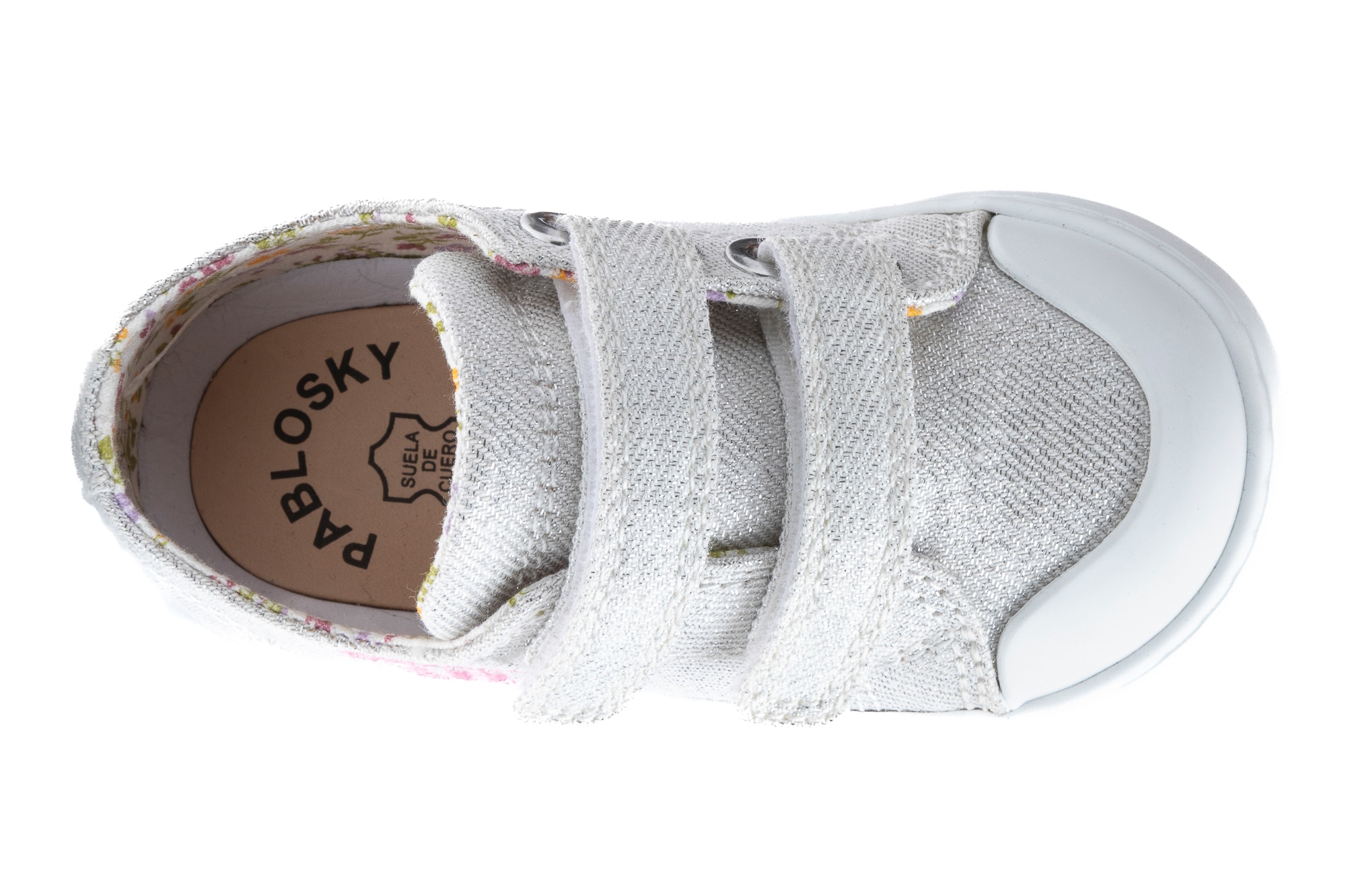 Sapatilhas de Lona para Bebé com Velcro Pablosky Prateado-4