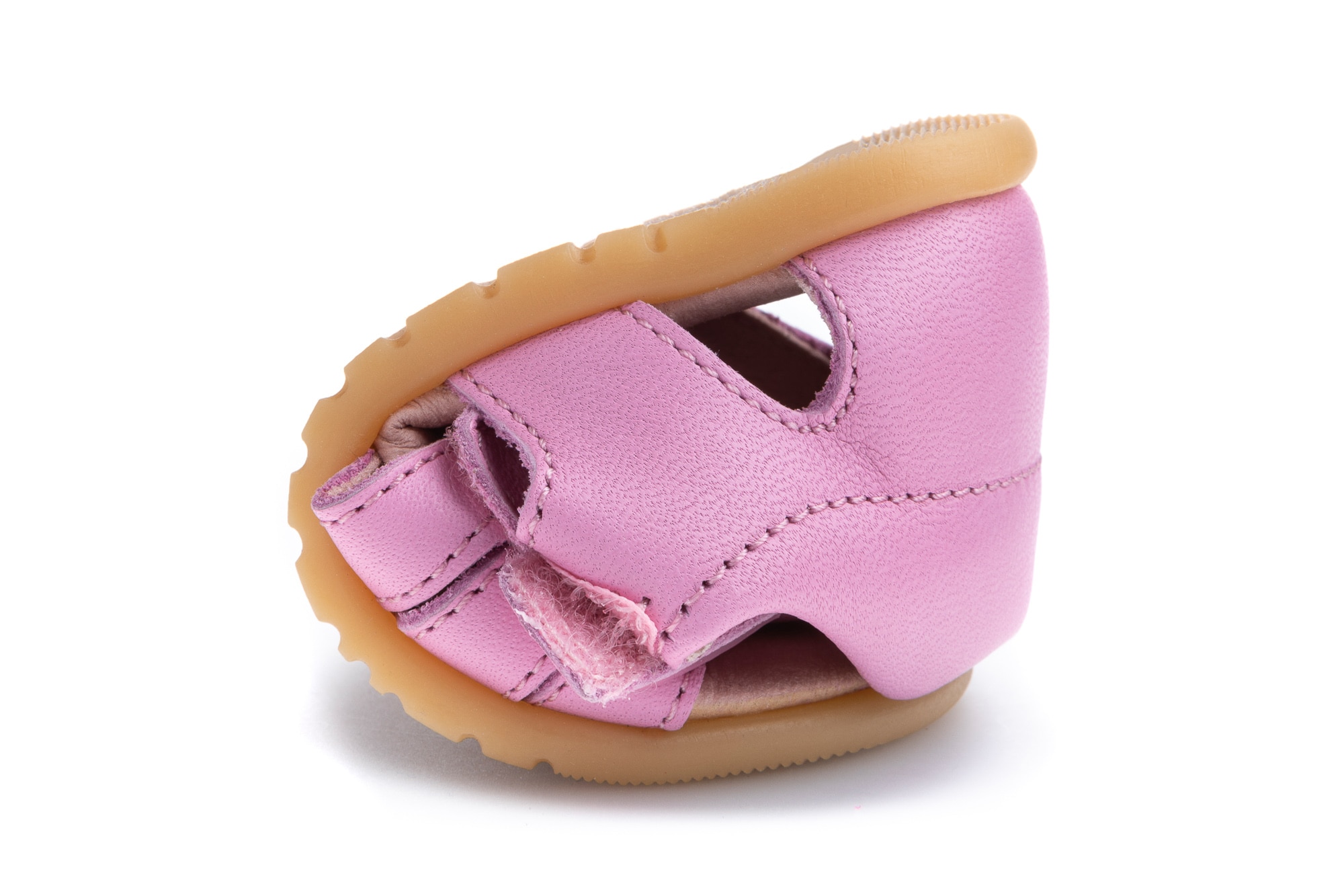 Sandálias para Bebé de Pele com Velcro Rosa-3