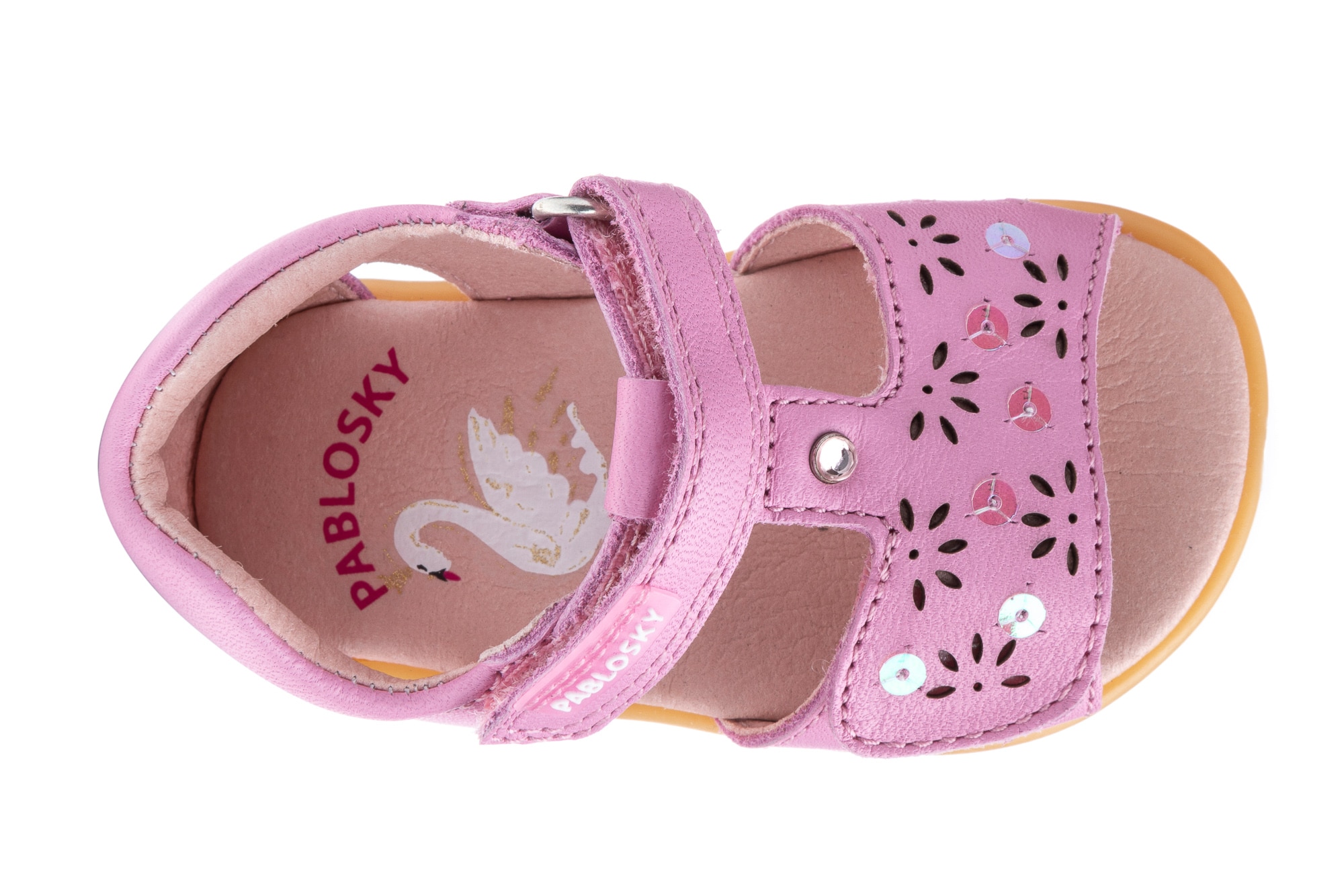Sandálias para Bebé de Pele com Velcro Rosa-4