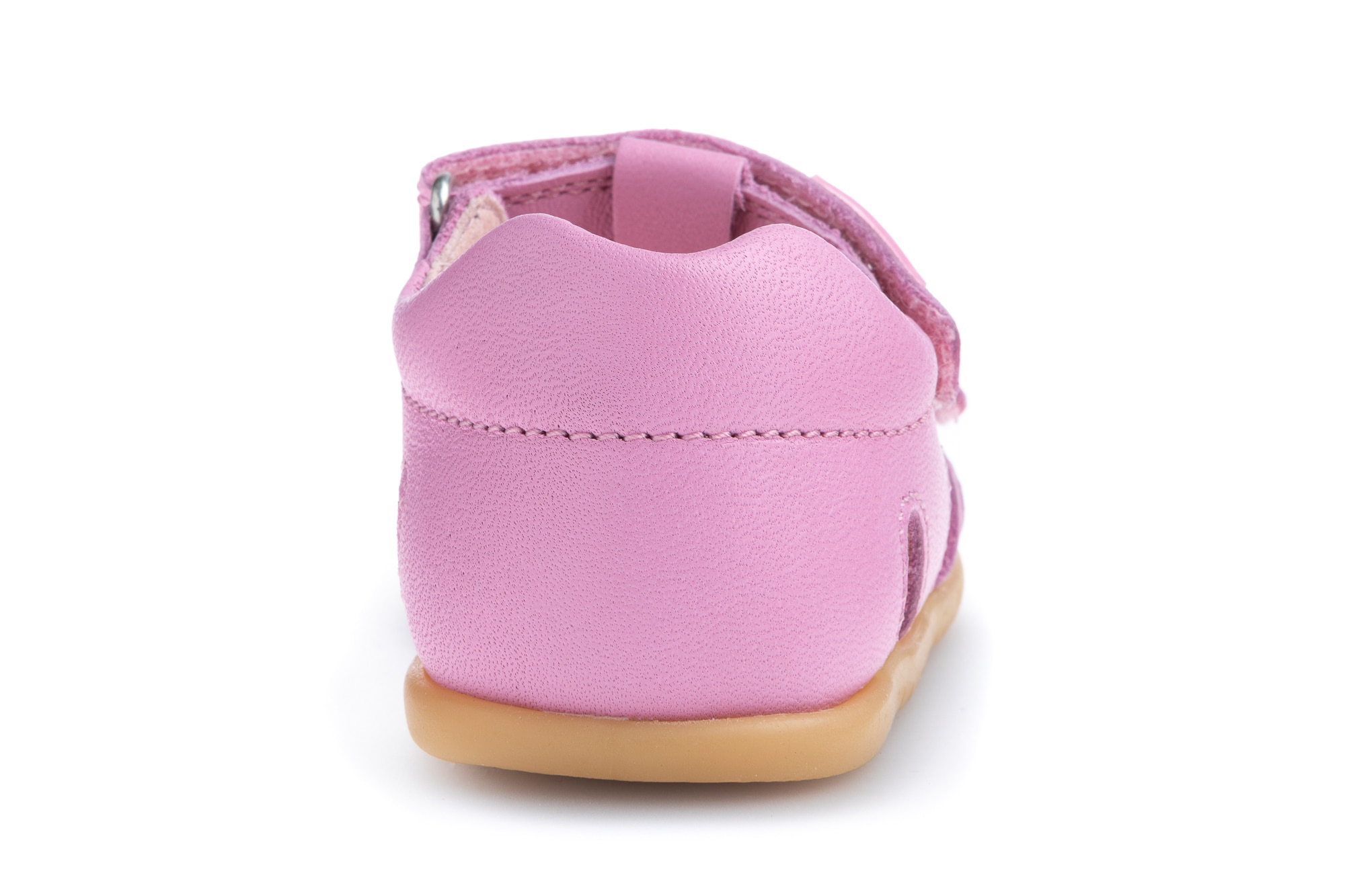 Sandálias para Bebé de Pele com Velcro Rosa-5