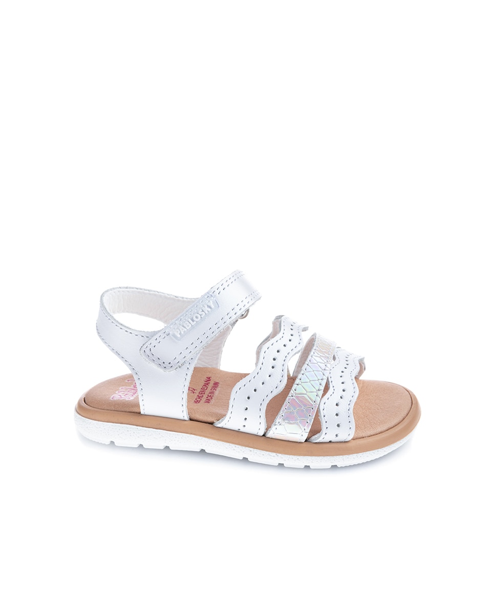 Sandálias para Bebé Brancas de Pele com Velcro Pablosky Branco-1