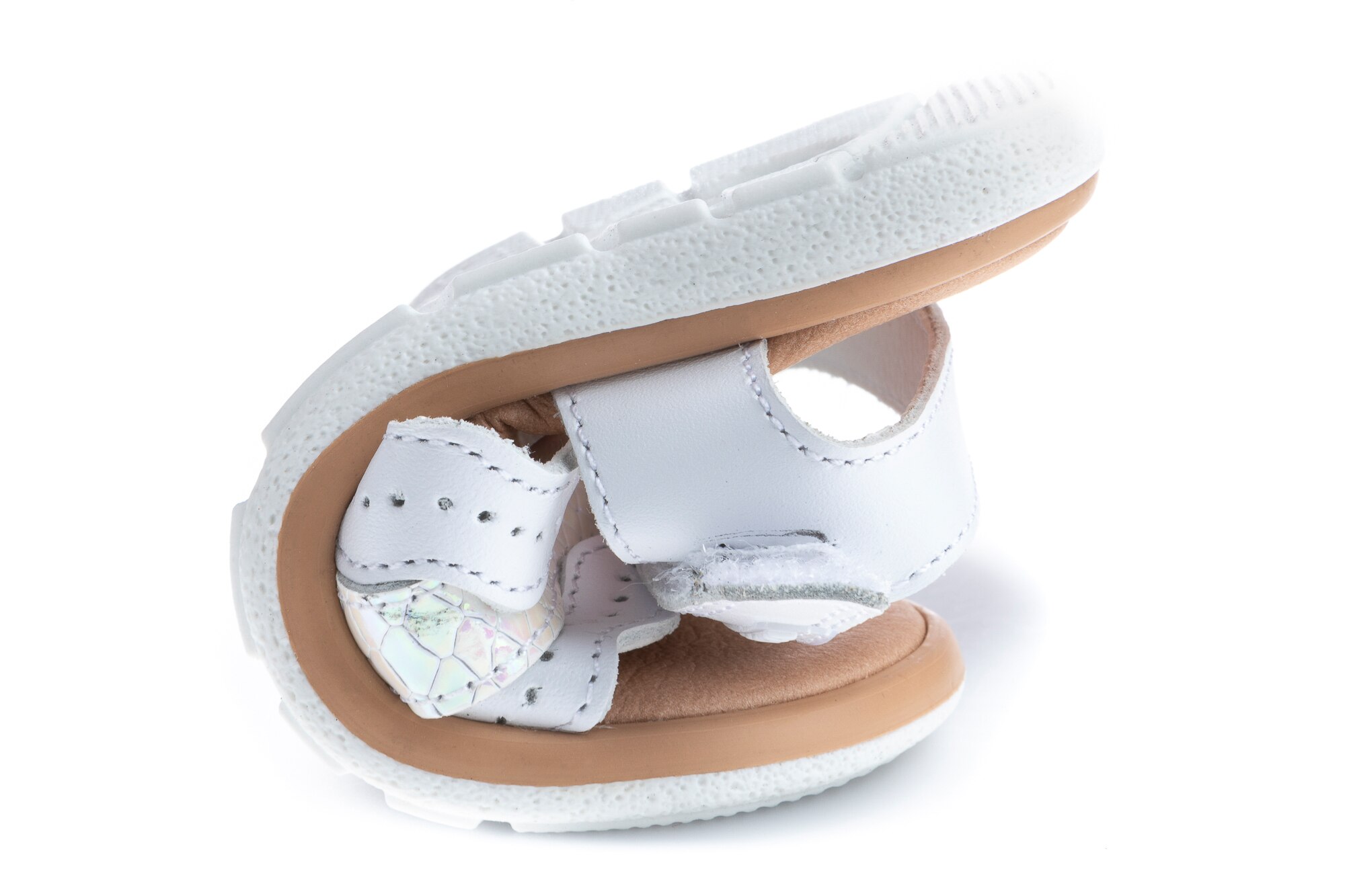 Sandálias para Bebé Brancas de Pele com Velcro Pablosky Branco-3