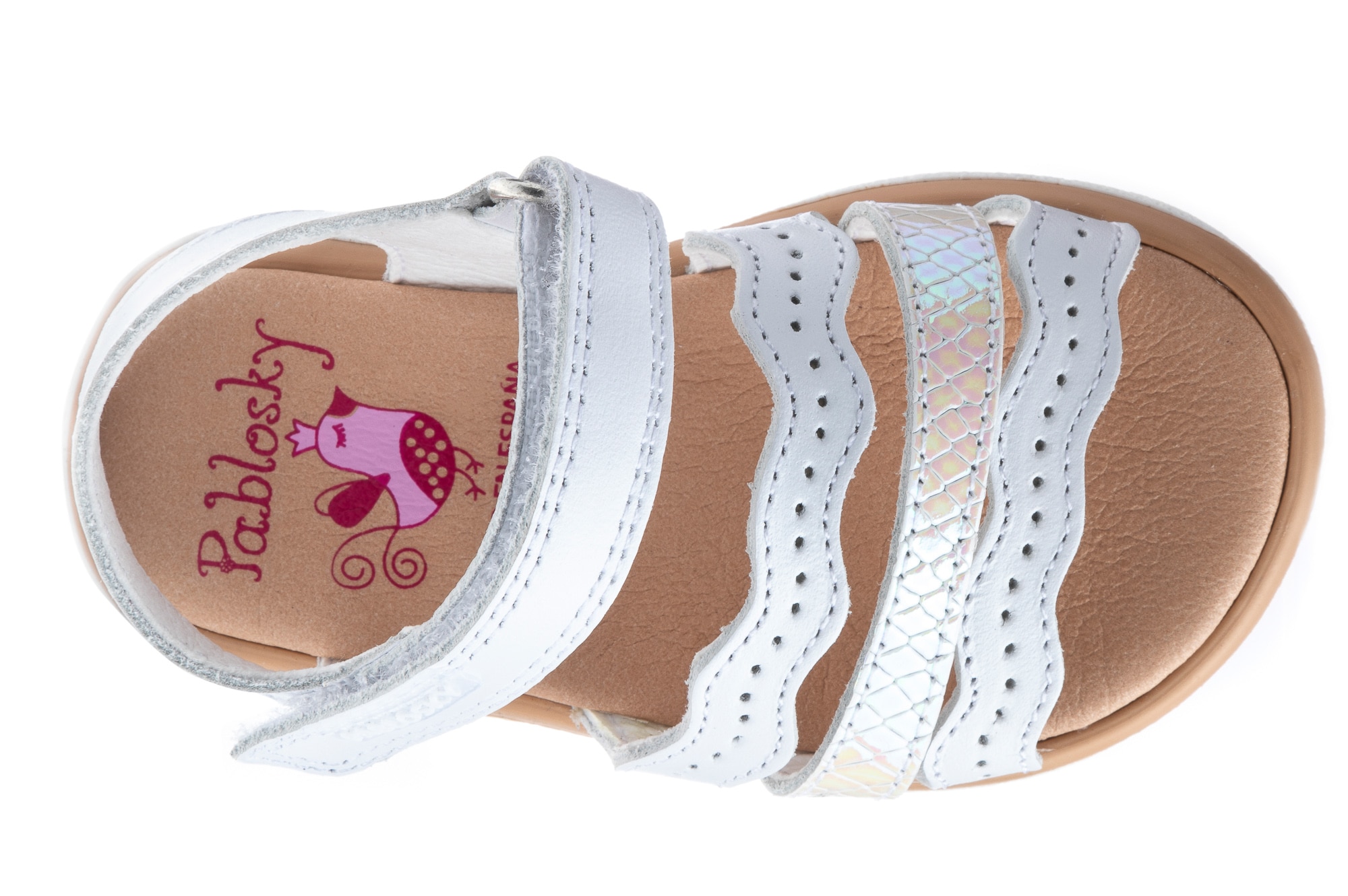 Sandálias para Bebé Brancas de Pele com Velcro Pablosky Branco-4