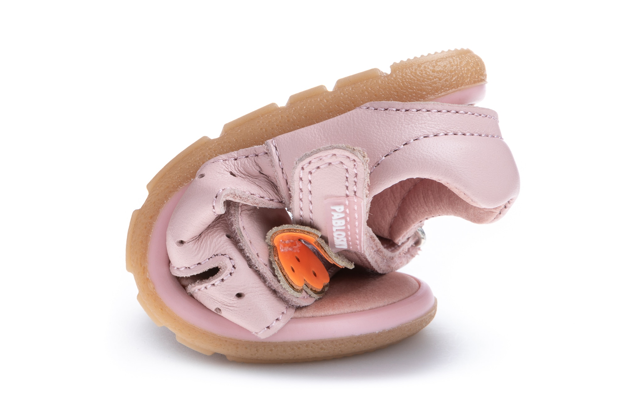 Sandálias para Bebé de Pele com Velcro Rosa-3