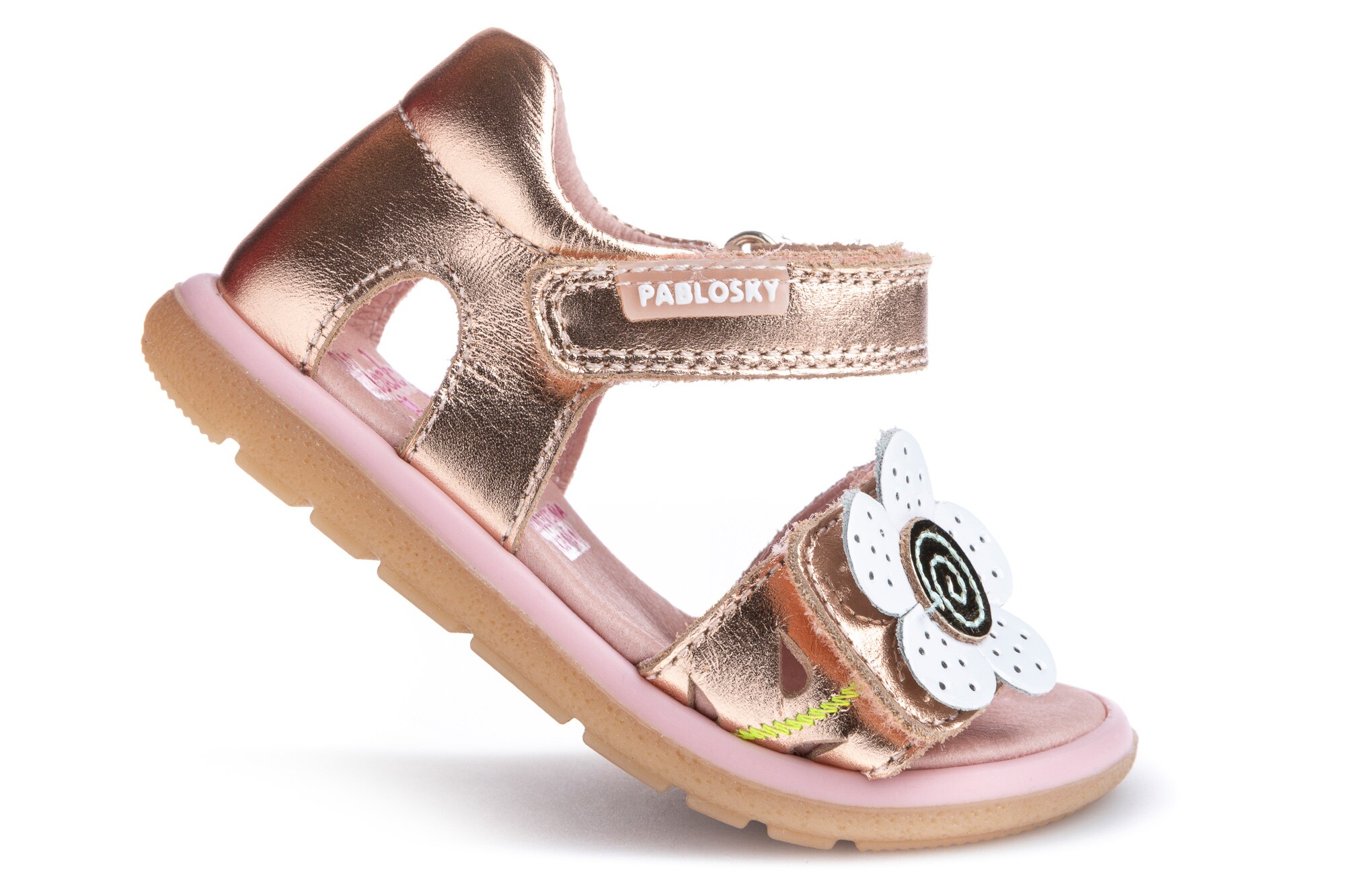 Sandálias para Bebé de Pele com Velcro Ouro-2