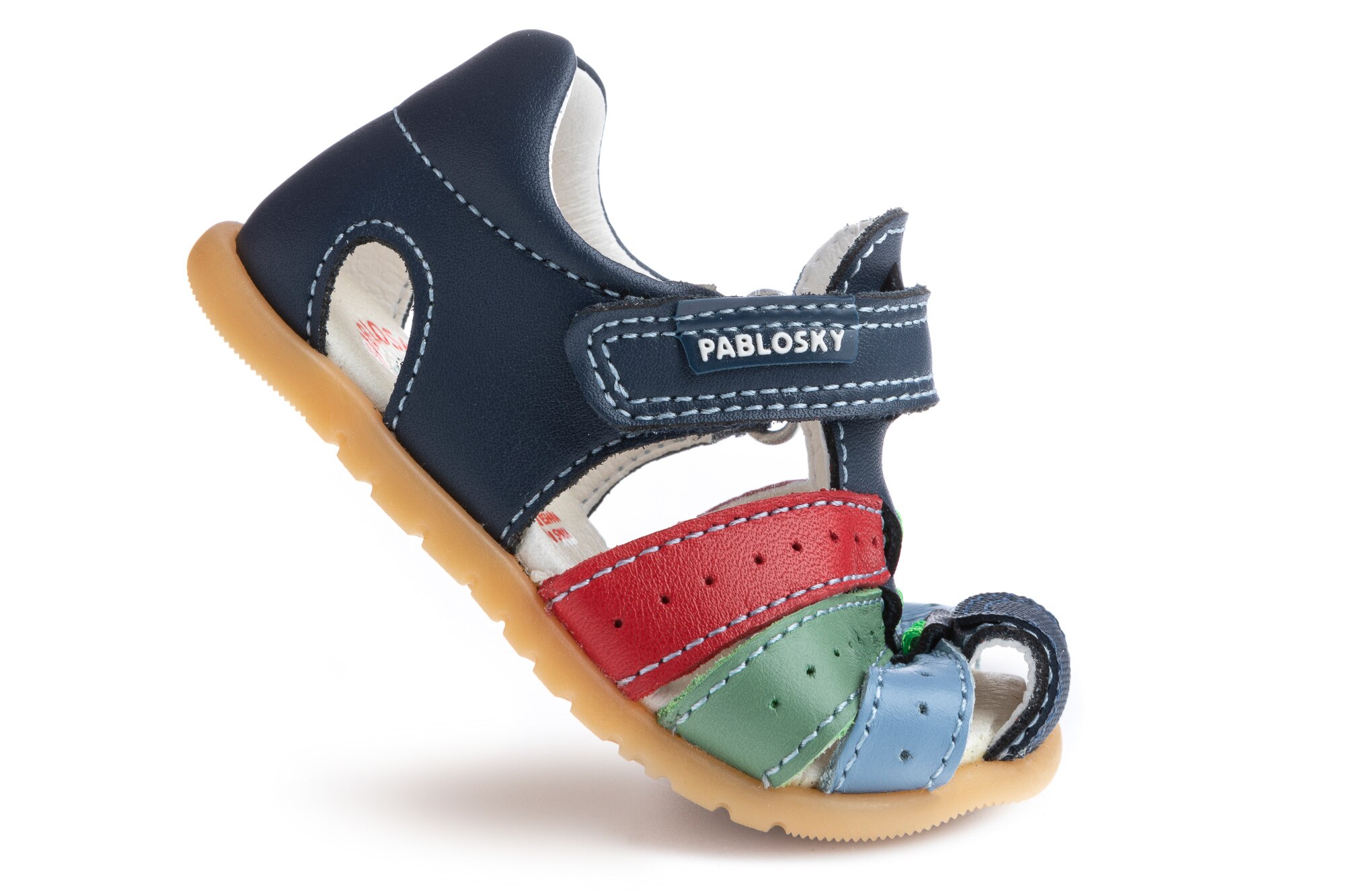 Sandálias para Bebé de Pele com Velcro Azul-marinho-2