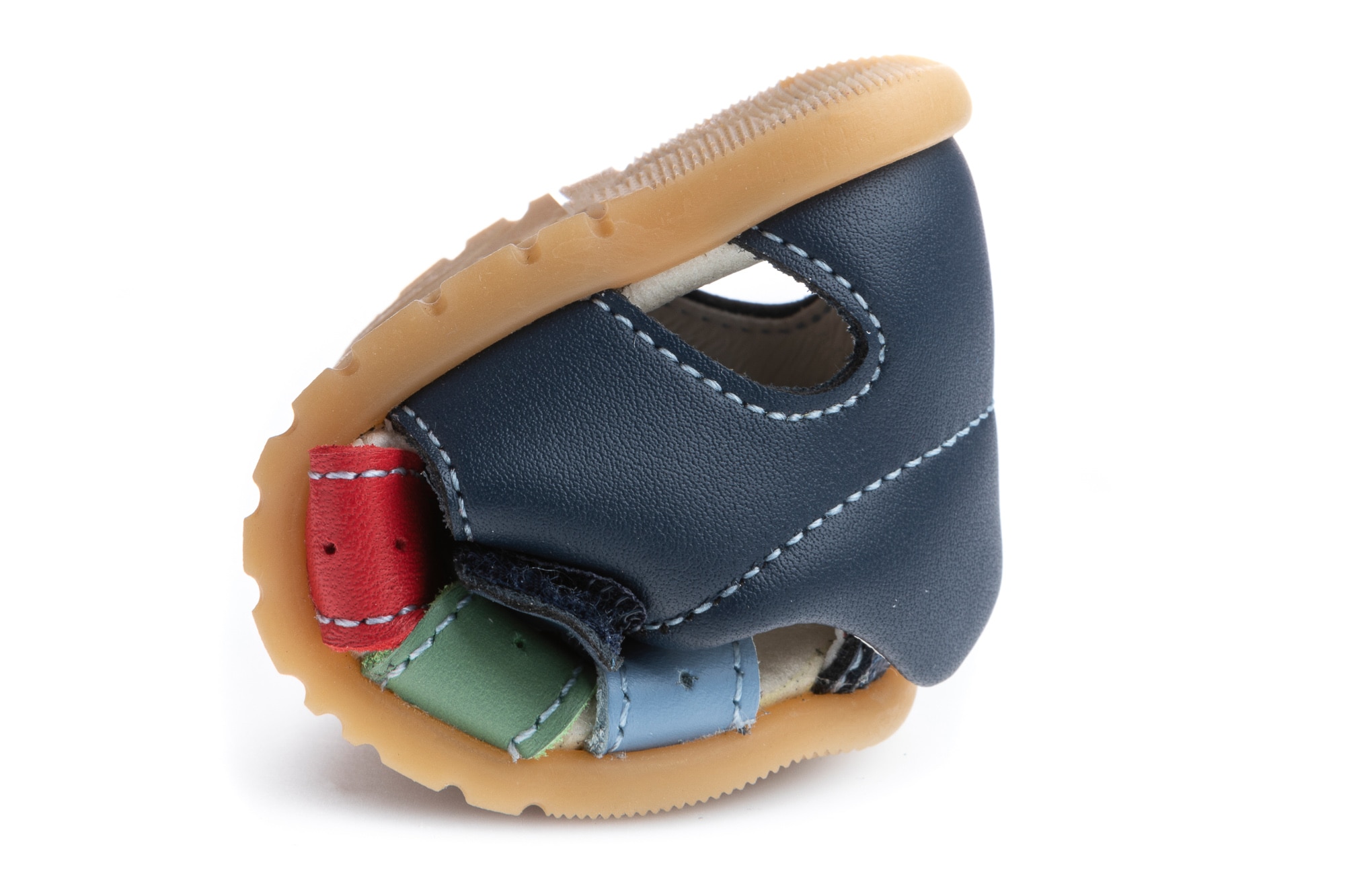 Sandálias para Bebé de Pele com Velcro Azul-marinho-3