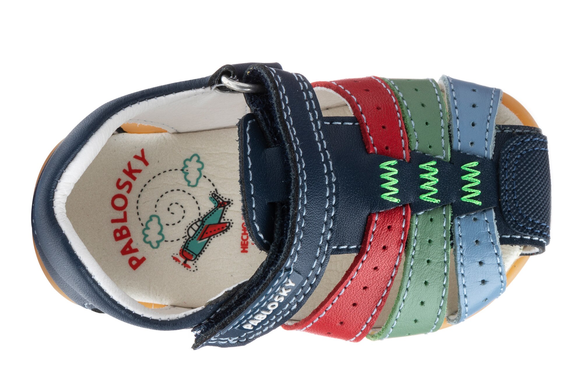 Sandálias para Bebé de Pele com Velcro Pablosky Azul-marinho-4