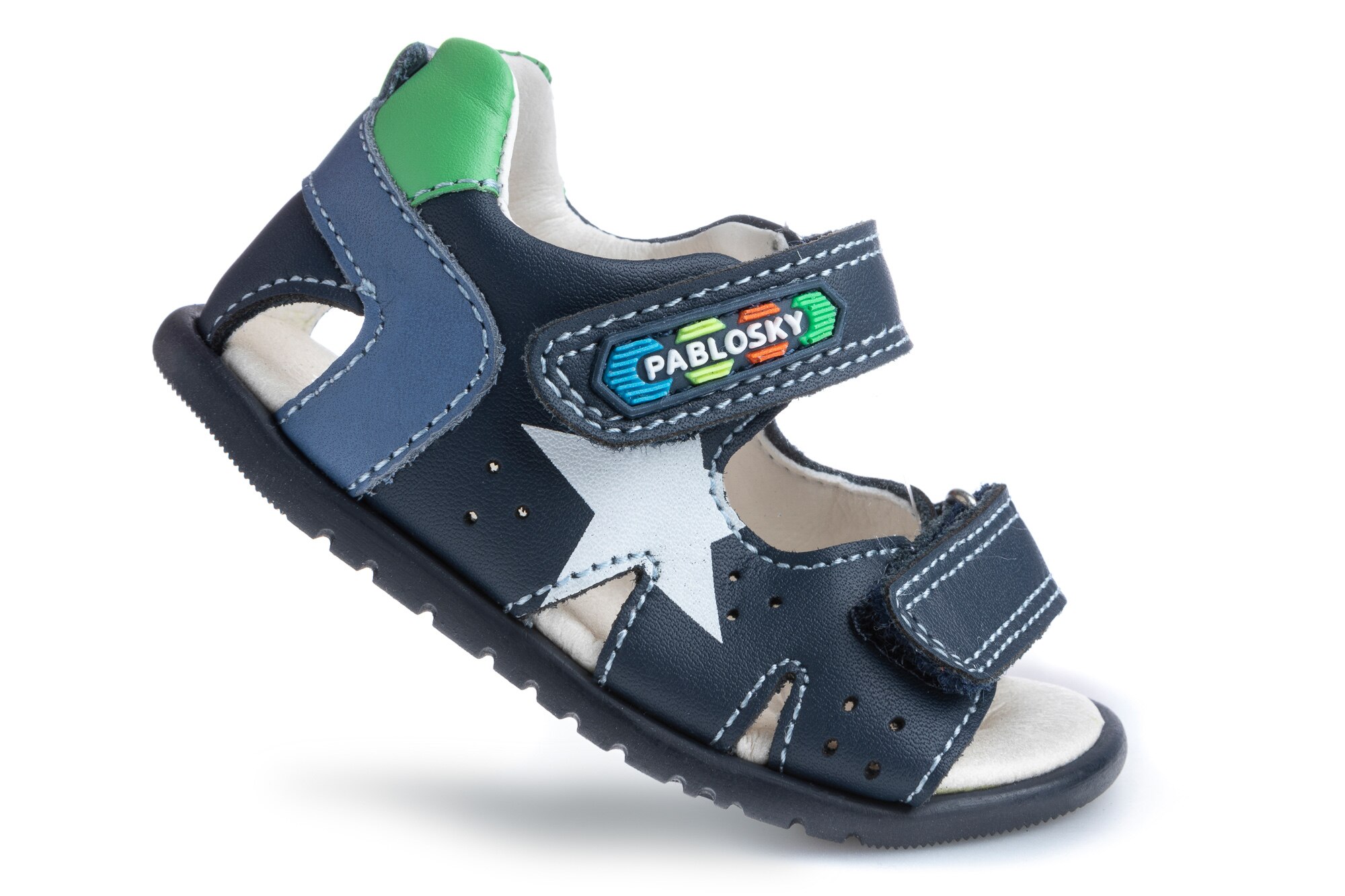 Sandálias para Bebé de Pele com Velcro Azul-marinho-2