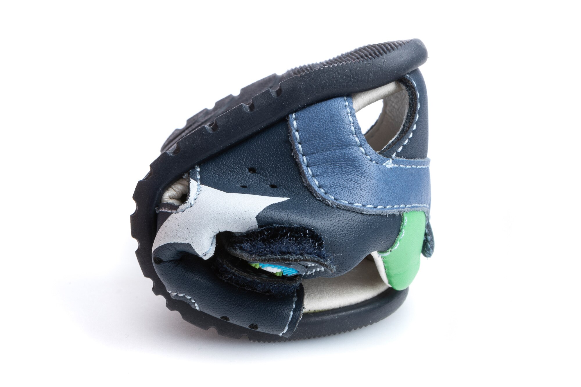 Sandálias para Bebé de Pele com Velcro Azul-marinho-3