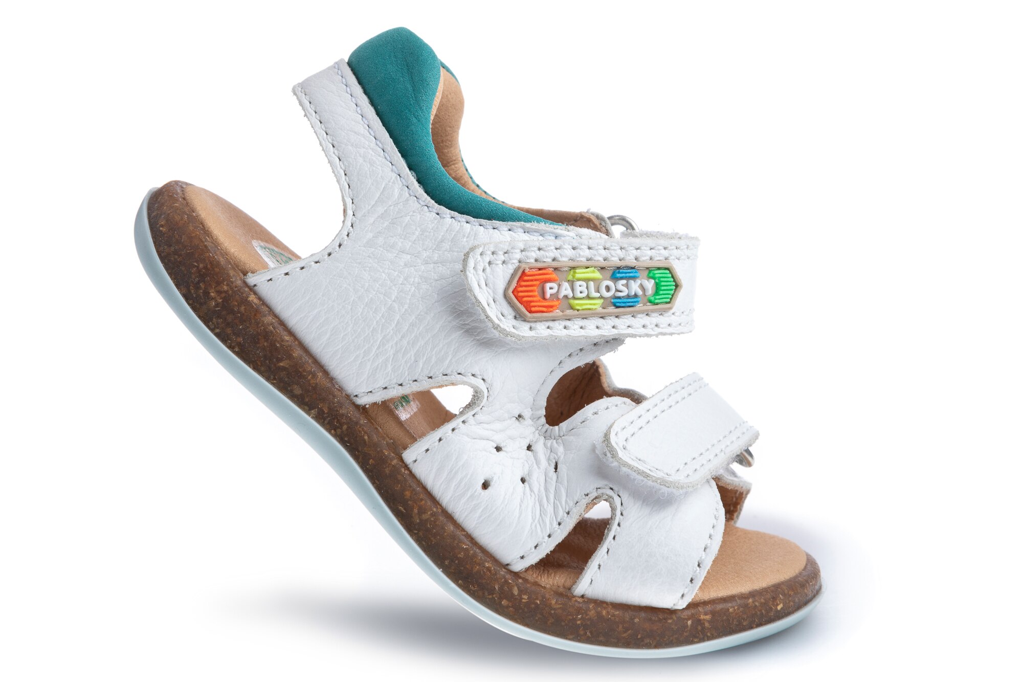 Sandálias para Bebé de Pele com Velcro Branco-2