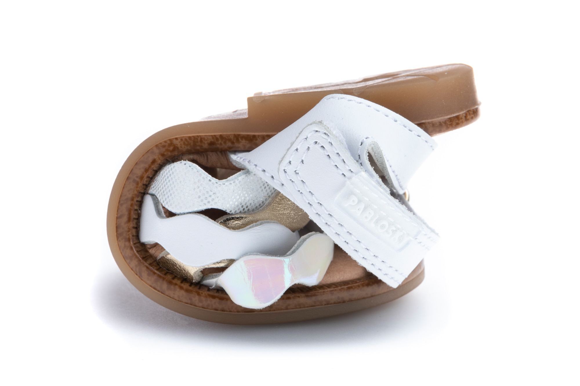 Sandálias para Bebé Brancas de Pele com Velcro Branco-3