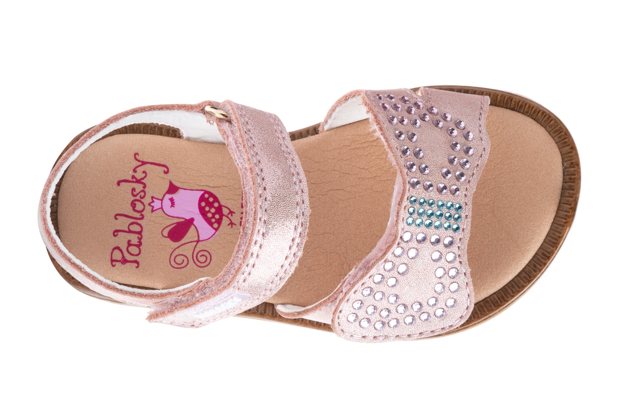 Sandálias para Bebé de Pele com Velcro Pablosky Rosa-4