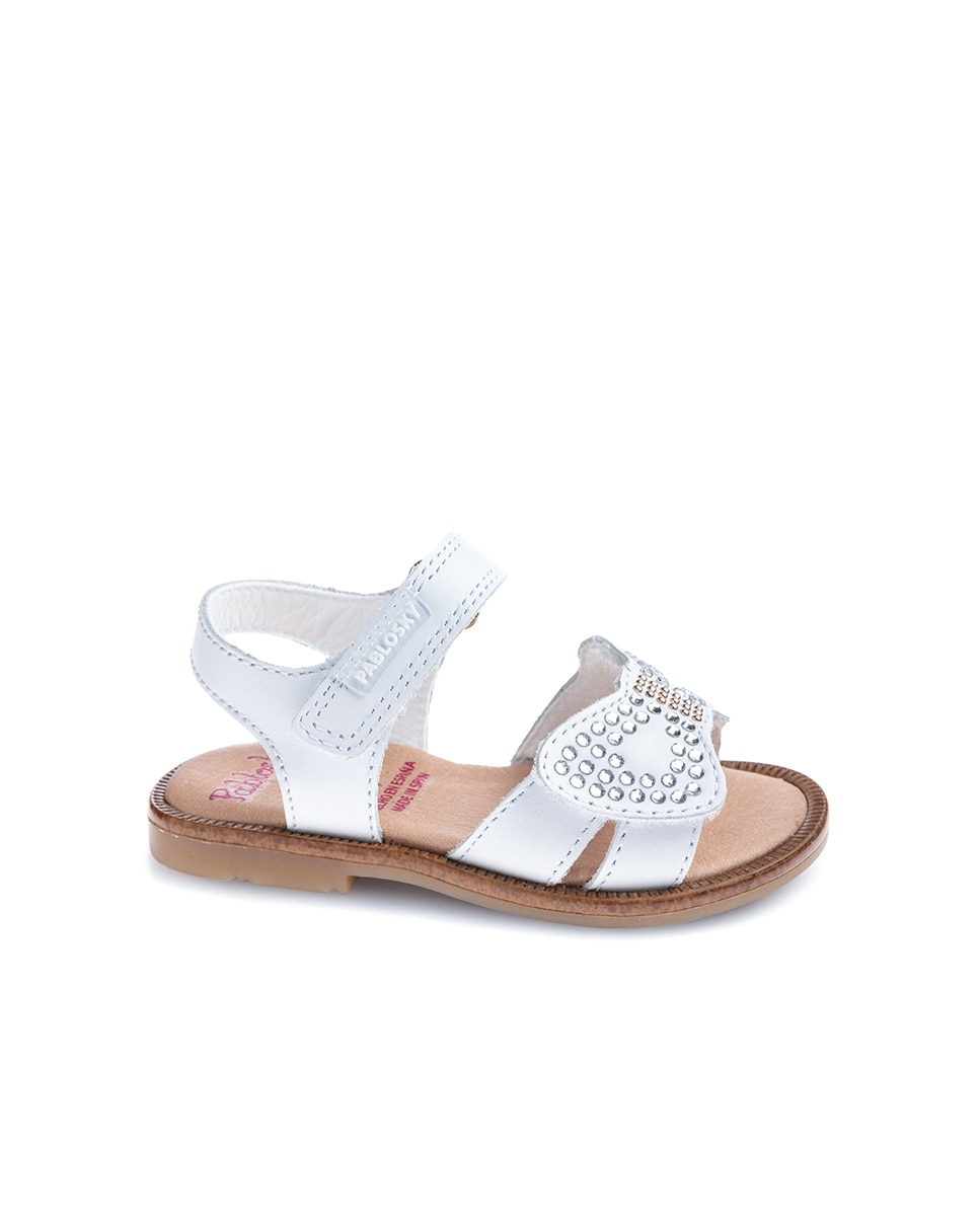 Sandálias para Bebé Brancas de Pele com Velcro Pablosky Branco-1