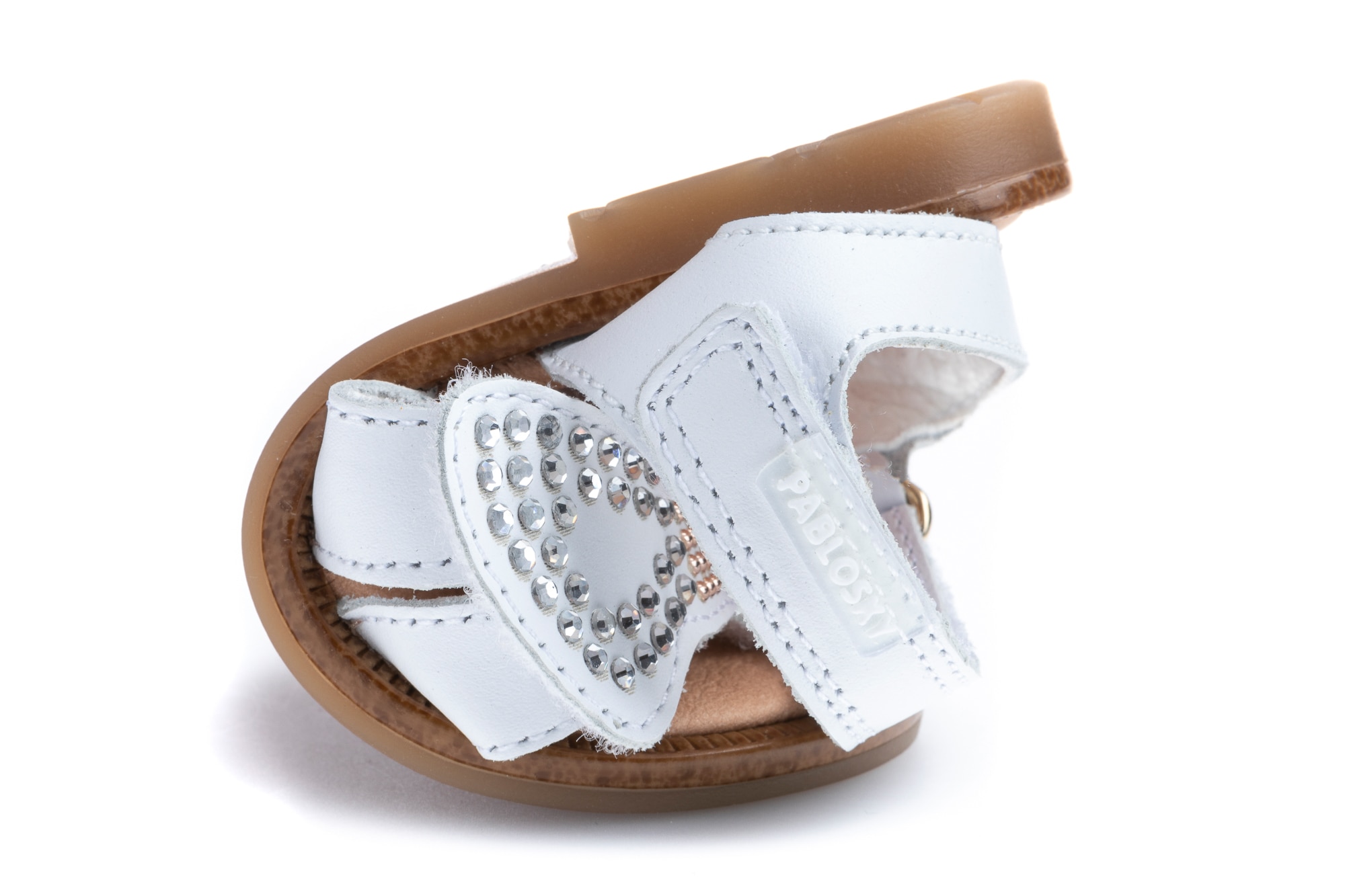 Sandálias para Bebé Brancas de Pele com Velcro Pablosky Branco-3