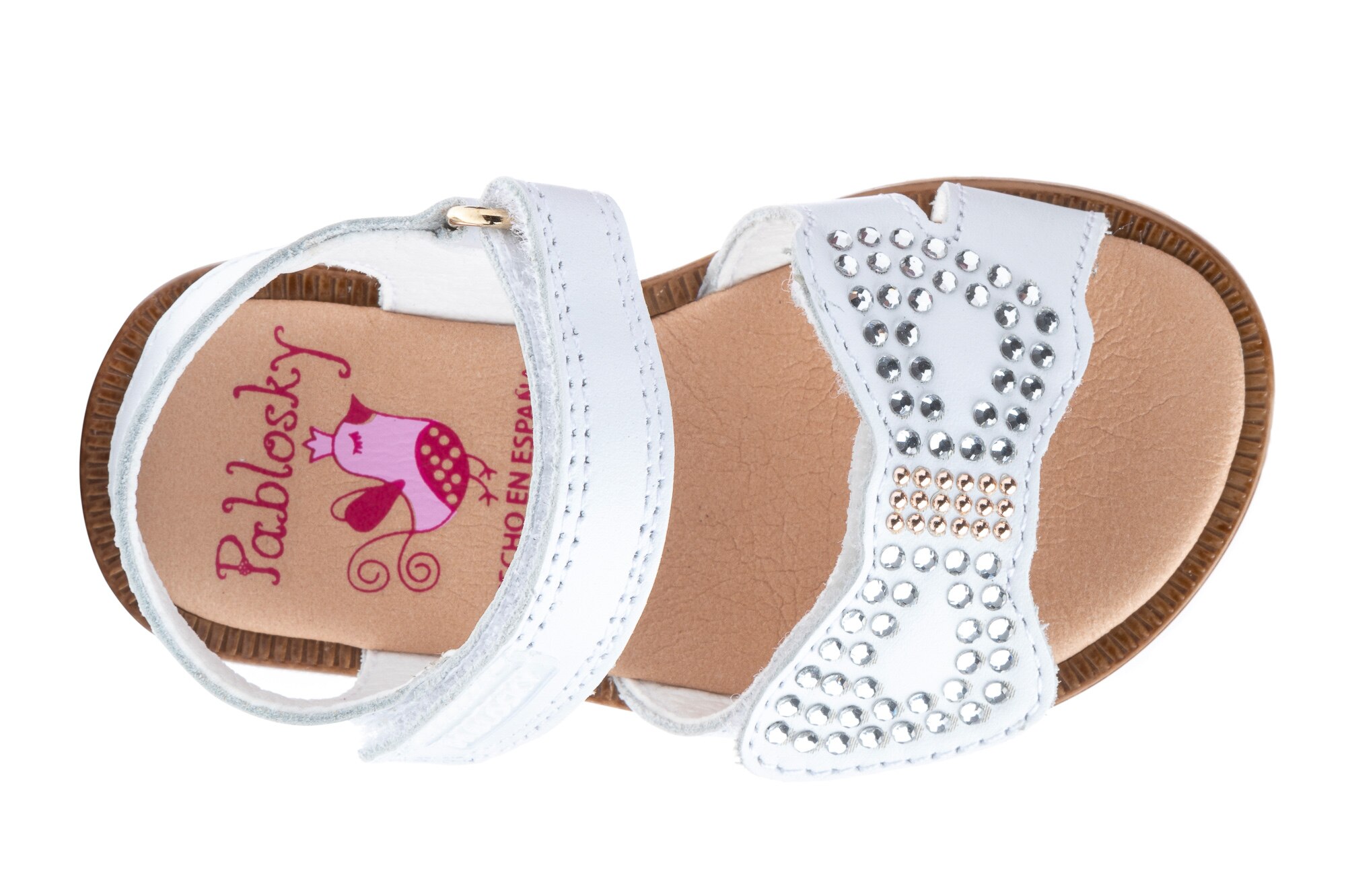 Sandálias para Bebé Brancas de Pele com Velcro Pablosky Branco-4
