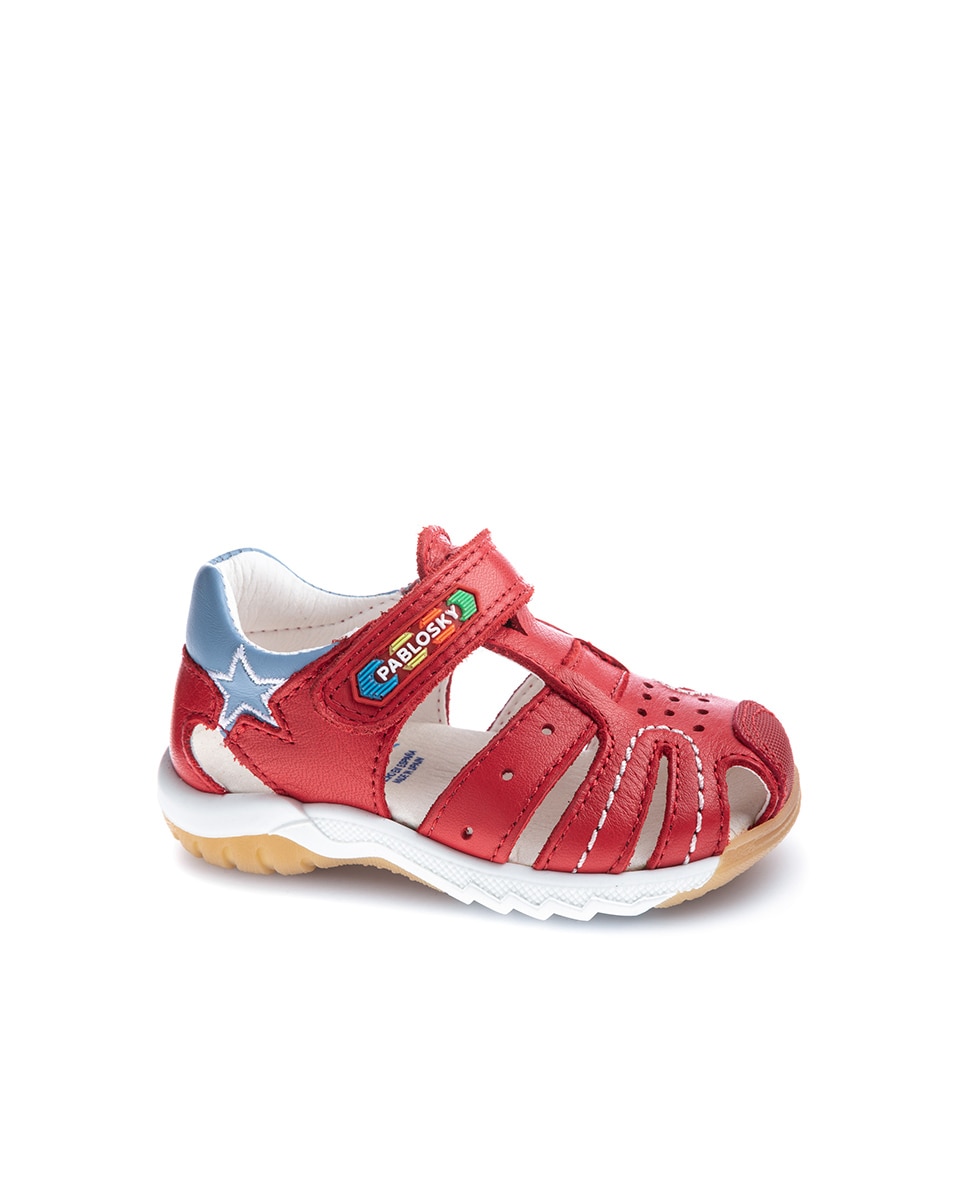 Sandálias para Bebé de Pele com Velcro Vermelho-1