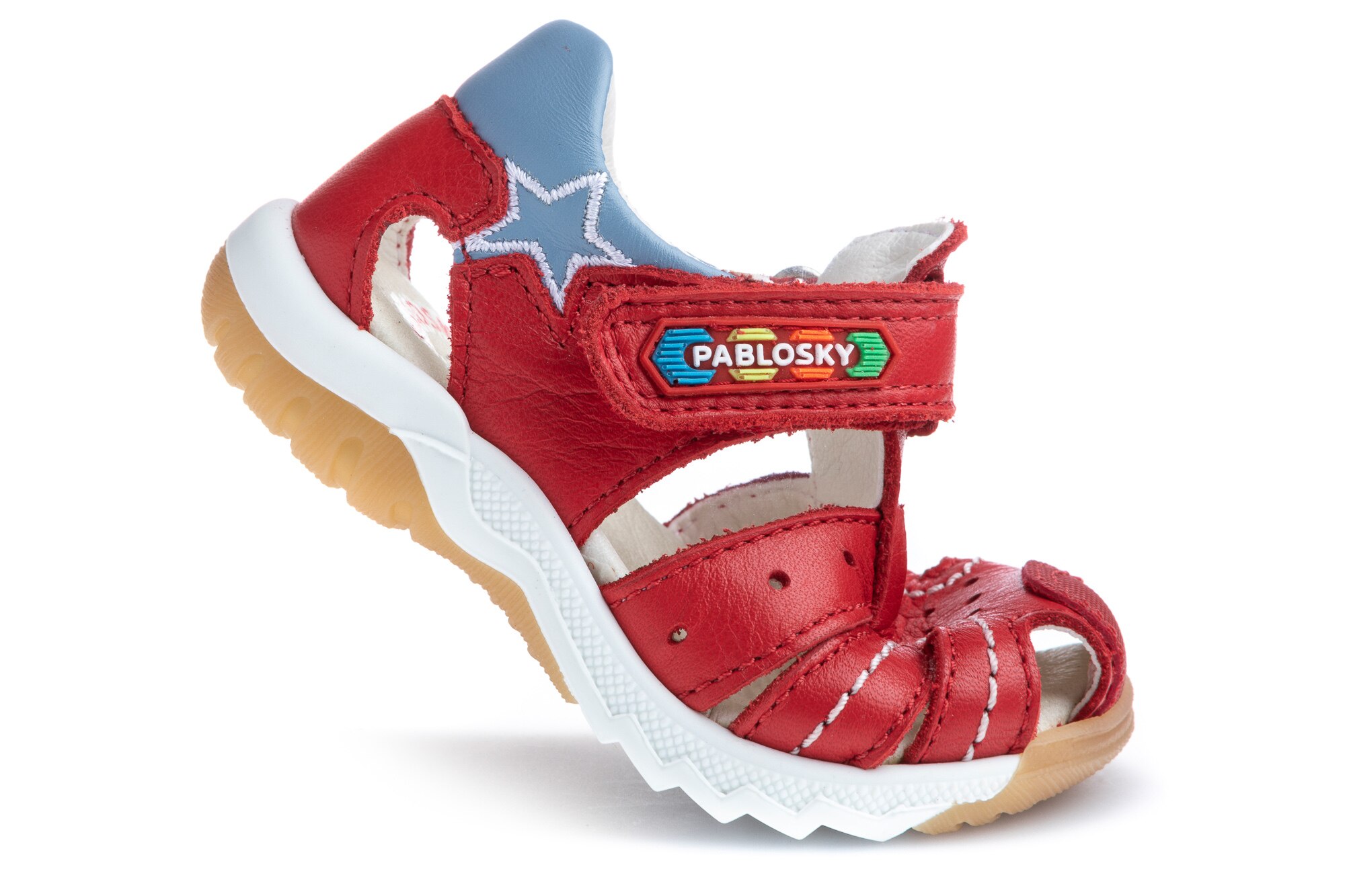 Sandálias para Bebé de Pele com Velcro Vermelho-2