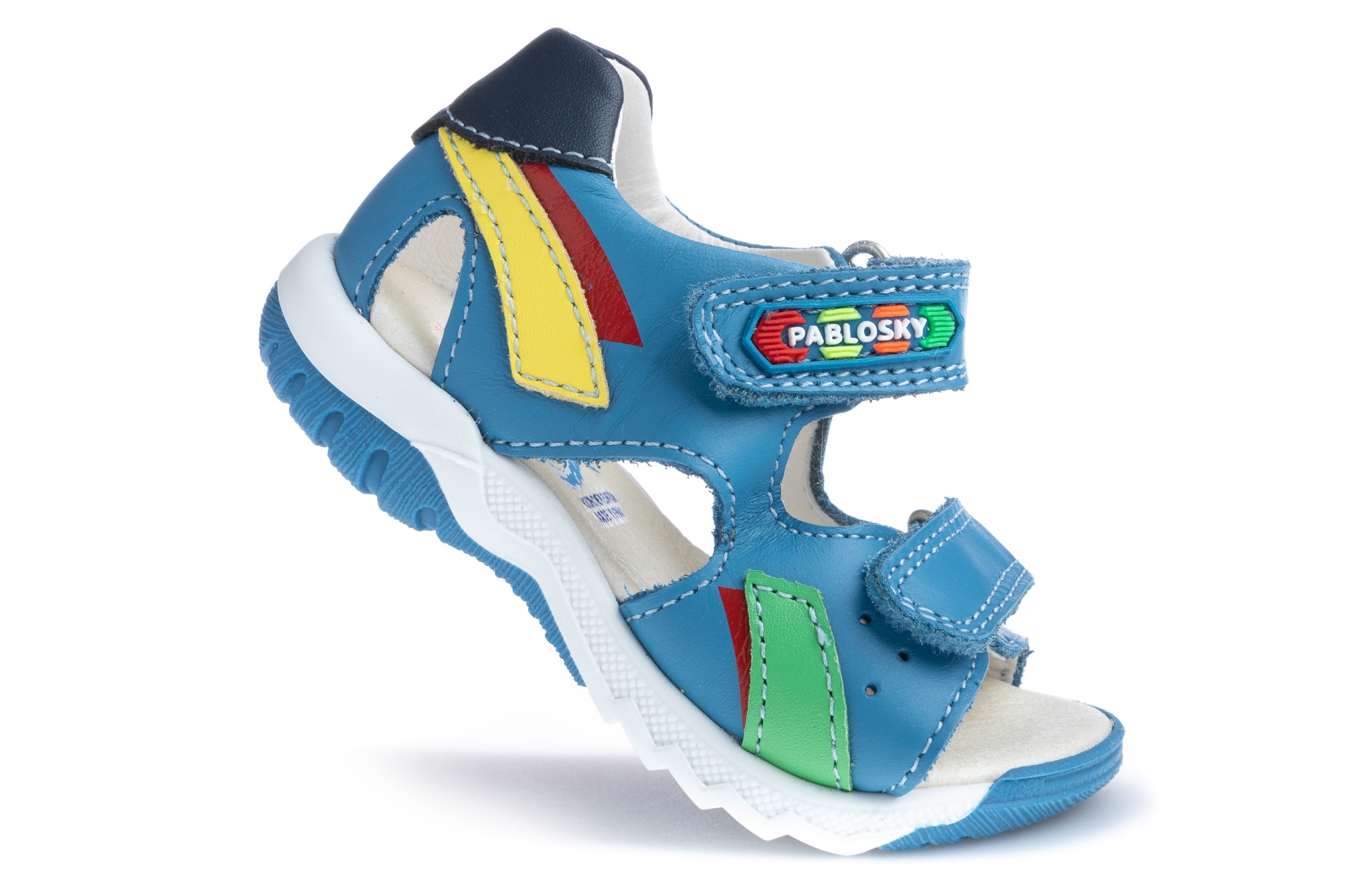 Sandálias para Bebé de Pele com Velcro Azul-2