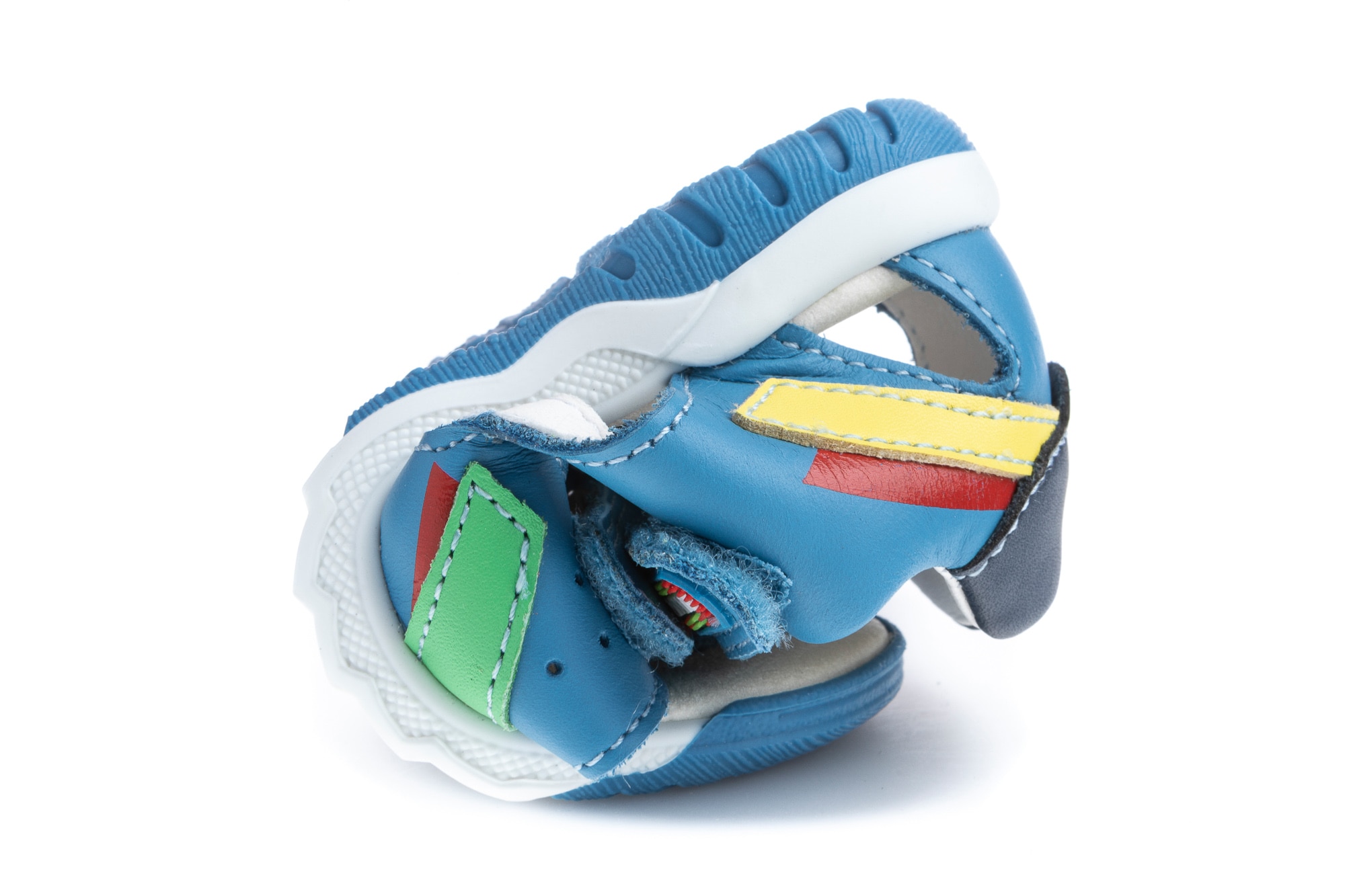 Sandálias para Bebé de Pele com Velcro Azul-3