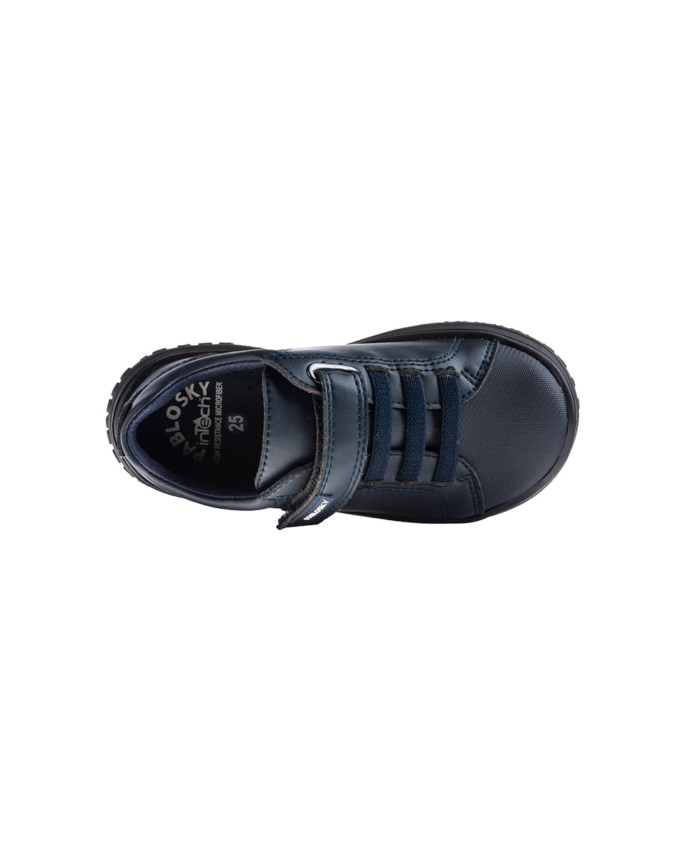 Mocassins Infantil Têxteis com Velcro Pablosky Azul-5