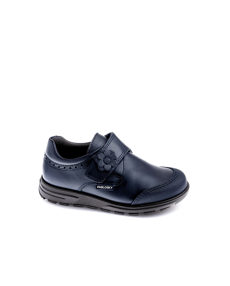 Bluchers de Pele com Velcro Azul-1