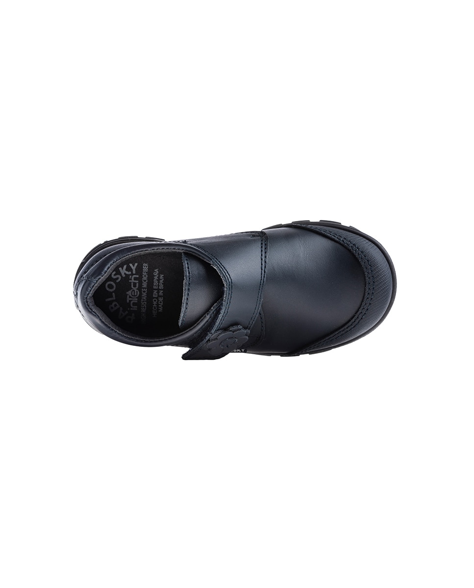 Bluchers de Pele com Velcro Azul-4