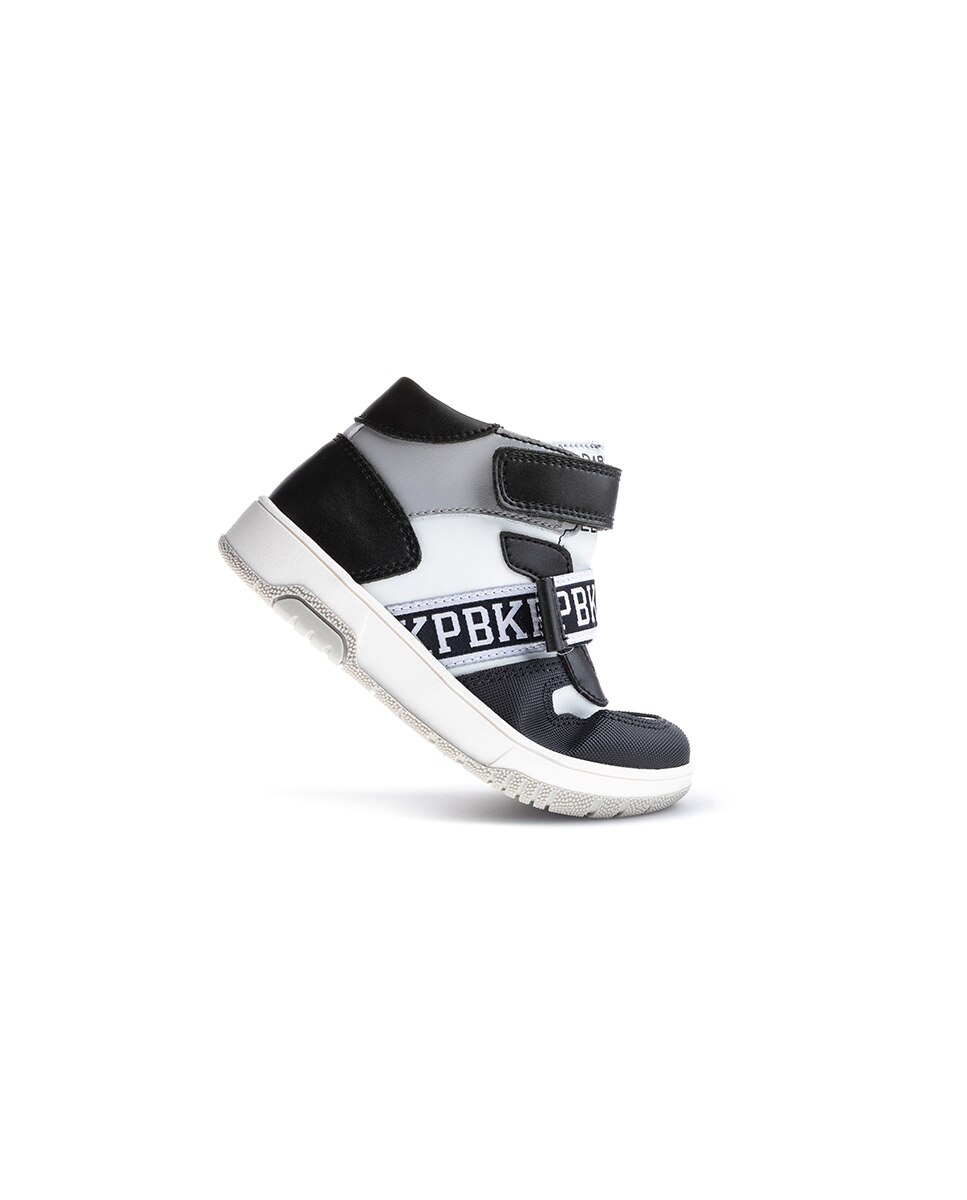 Sapatilhas Desportivas Infantil de Pele com Velcro Pablosky Preto / Branco-6