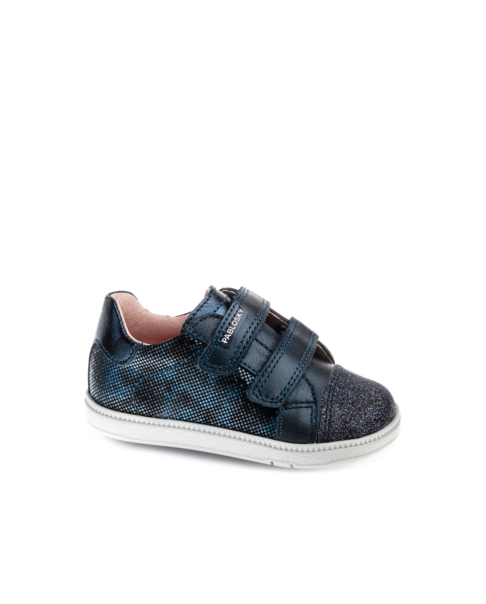 Sapatos para Bebé de Pele com Velcro Pablosky Azul-1