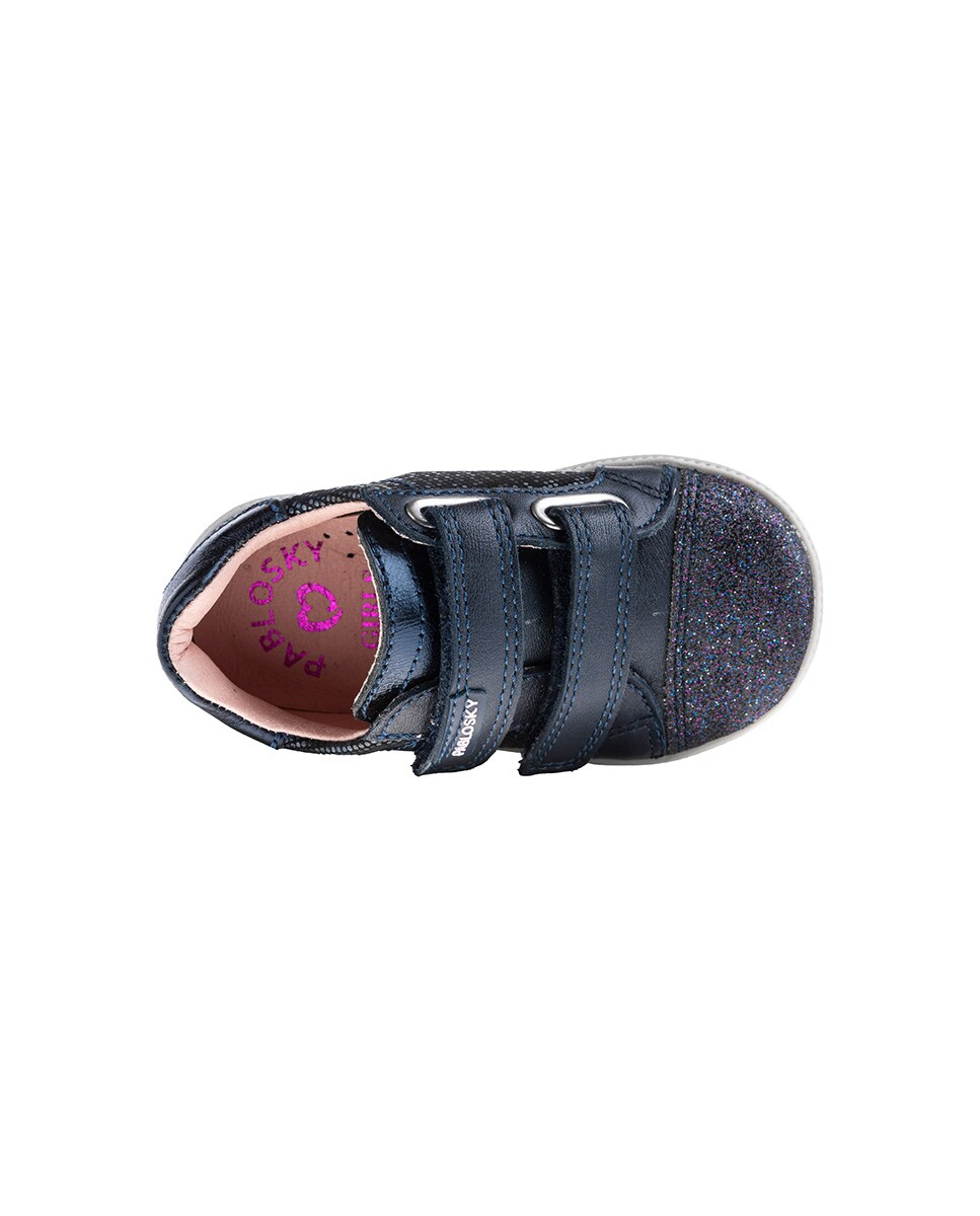Sapatos para Bebé de Pele com Velcro Pablosky Azul-5